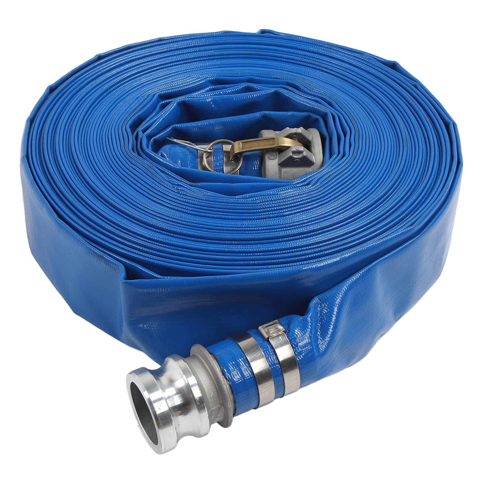Wąż płasko ułożony PCV 2-calowy wąż wysokociśnieniowy do wody 51 mm x 30 m Wytrzymały wąż tłoczny pompy z mosiężnymi złączkami do basenów z płukaniem wstecznym i drenażem basenów