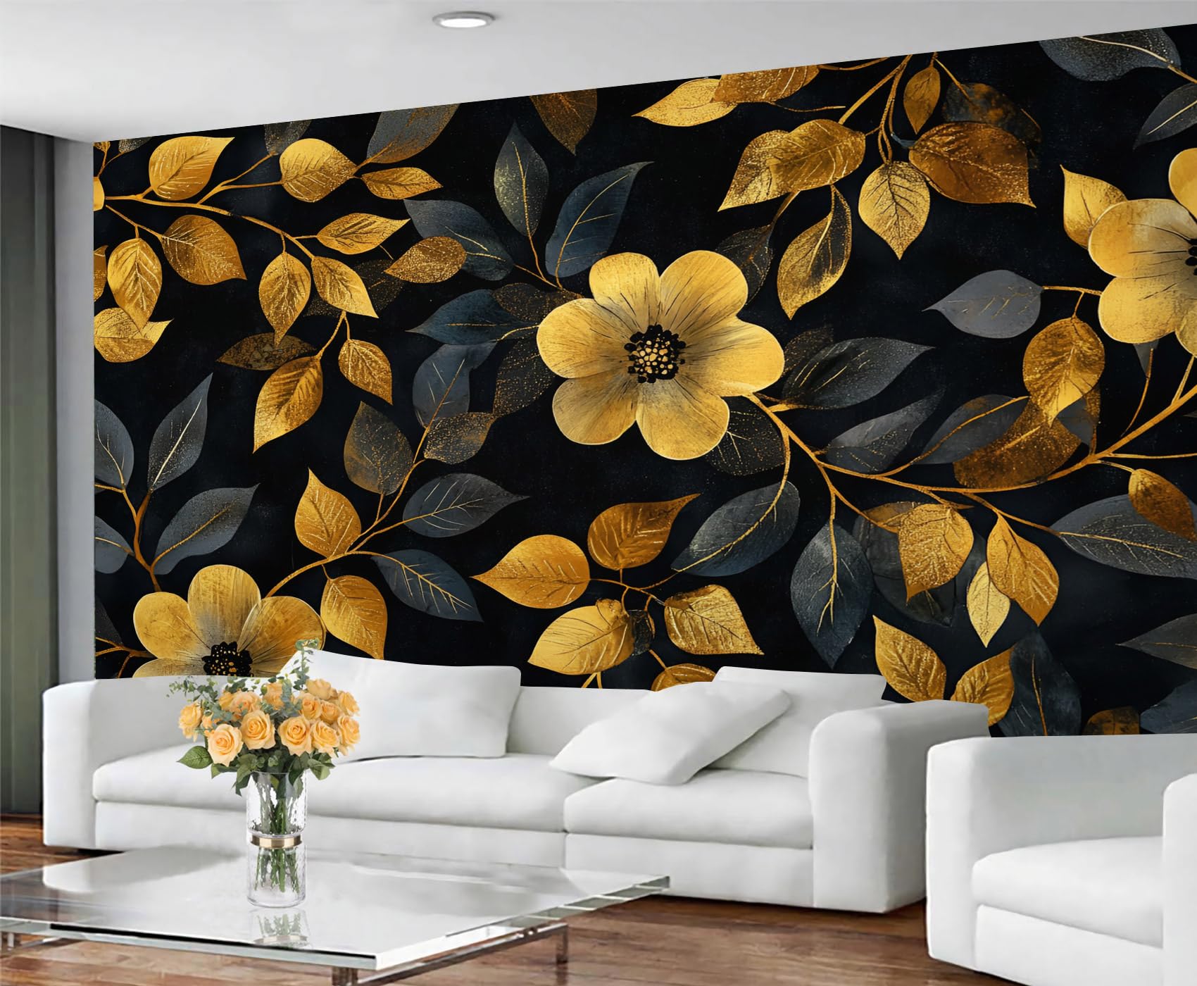 Papier peint floral à décoller et à coller pour une pose murale facile