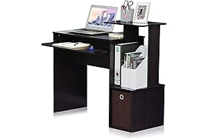 Furinno Econ Multipurpose Home Office Computer Writing Desk for Small Spaces in Dark Walnut