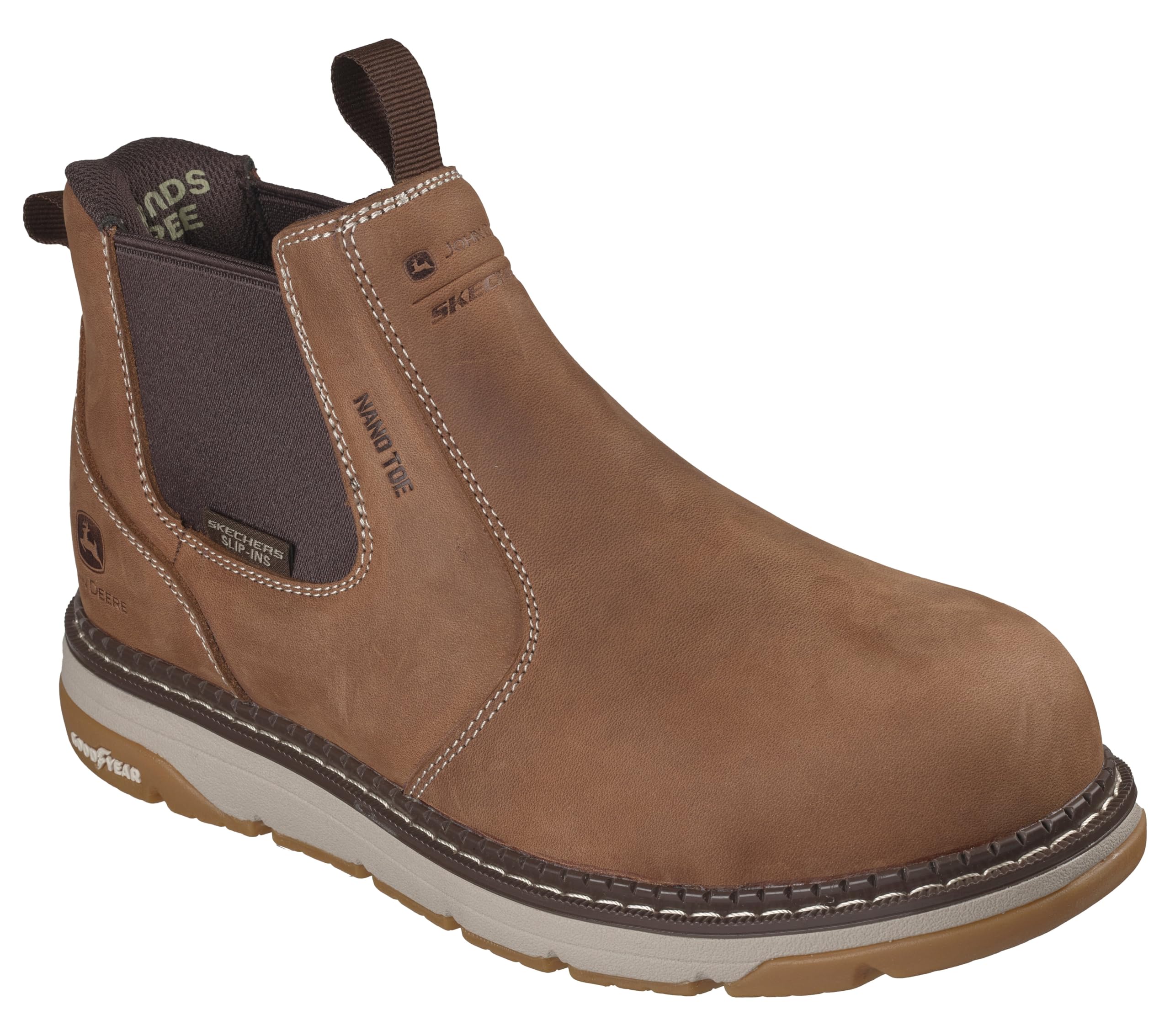 Skechers Botas de seguridad John Deere By Skechers Chelsea, para hombre, puntera de carbono, manos libres