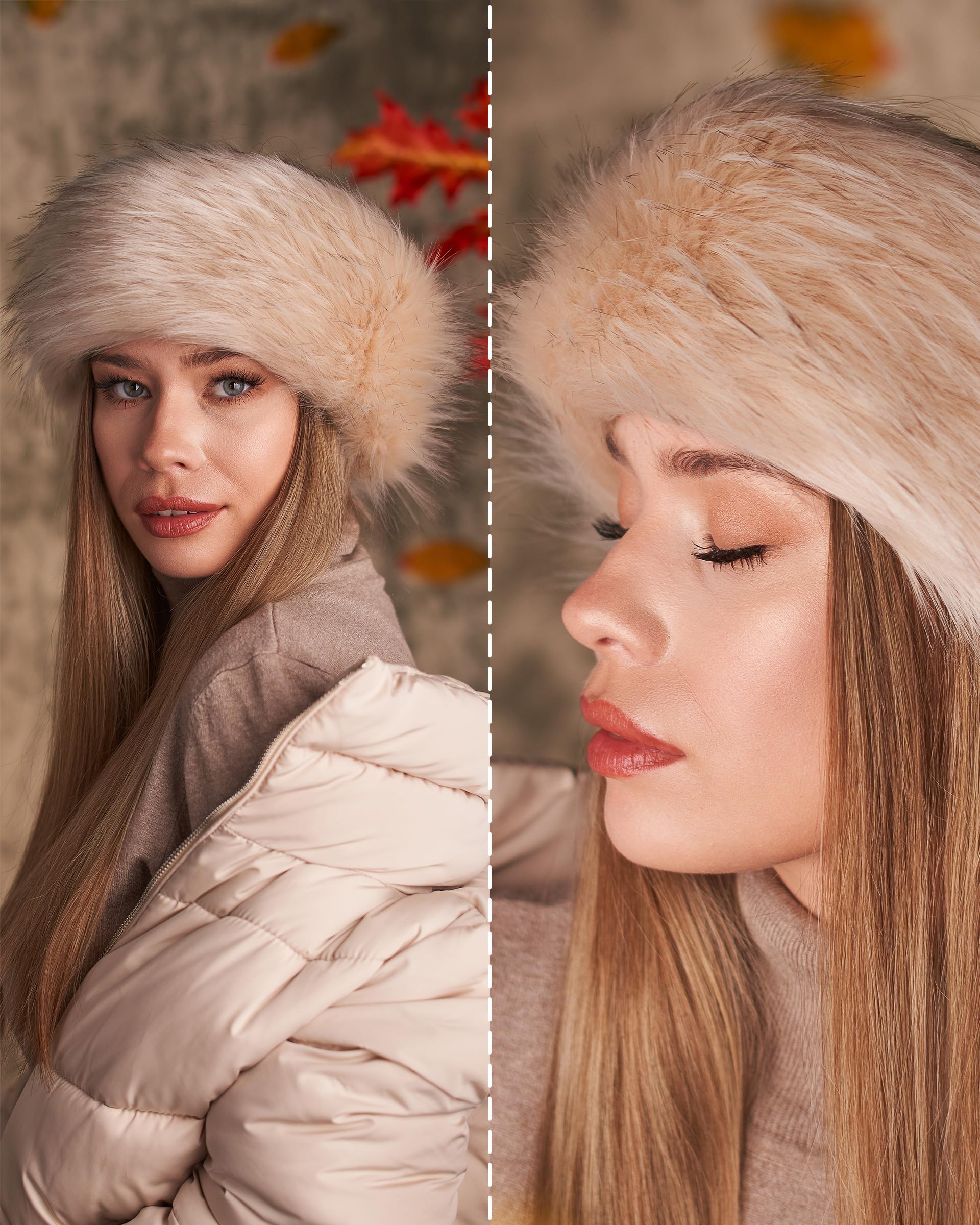 Futrzane Classic Headband - Faux Fur Headbands for Women - Furry Band for Winter - Size L (Ivory Classic) - Image 3