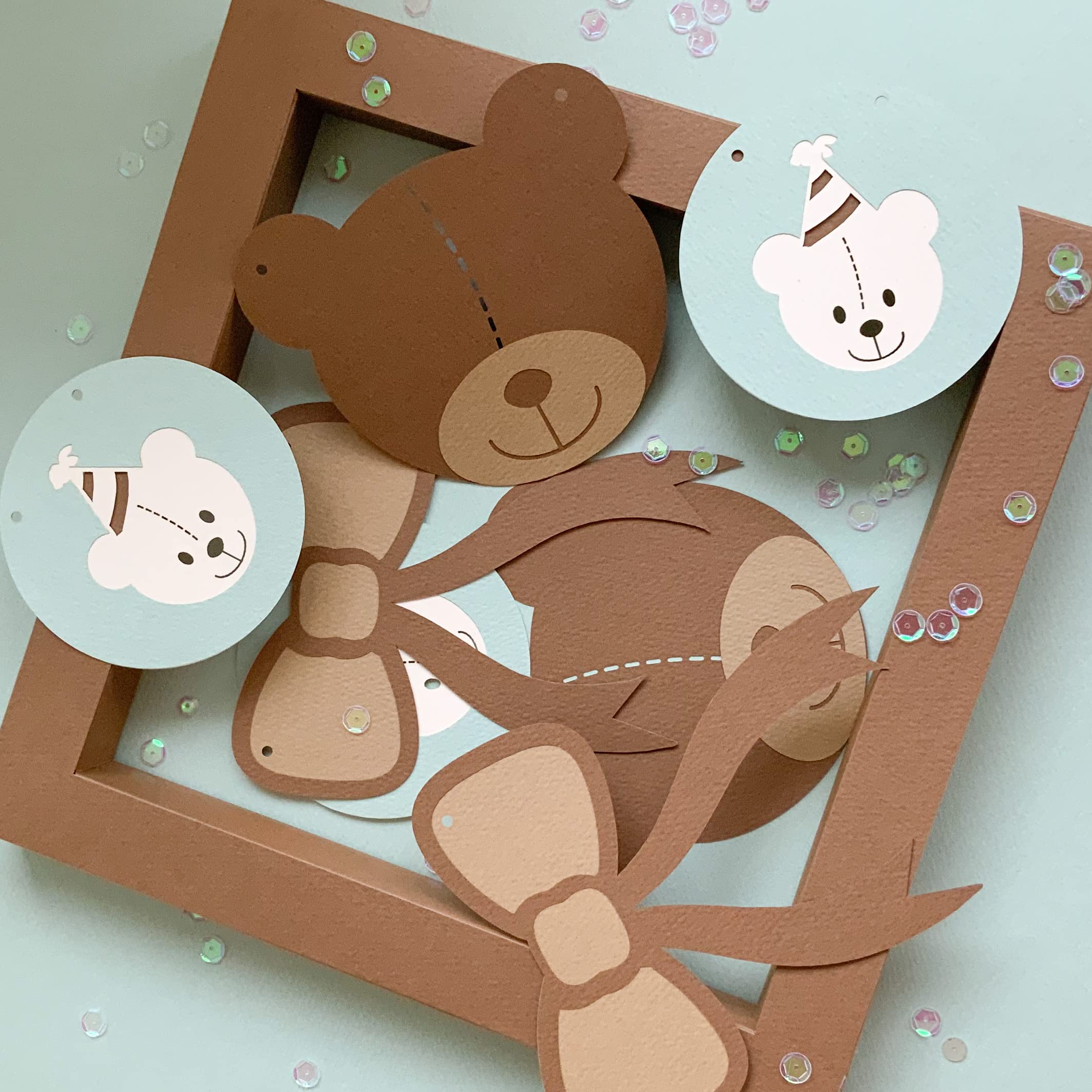 Pinfliers Teddy Bear Theme Paper Bunting, A Set of 20 Pieces, Brown, Cream and Mint, 74 inch in Length 2