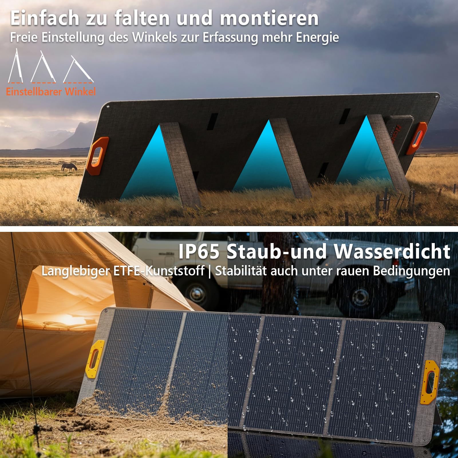 200W Faltbares Solarmodul, Monokristall Silizium Solarmodul, geeignet für Powerbanks, Solaranlagen, Solarladegeräte mit Multi-Contact-4-Anschluss, geeignet für Outdoor, Camping, Garten und Wohnmobile