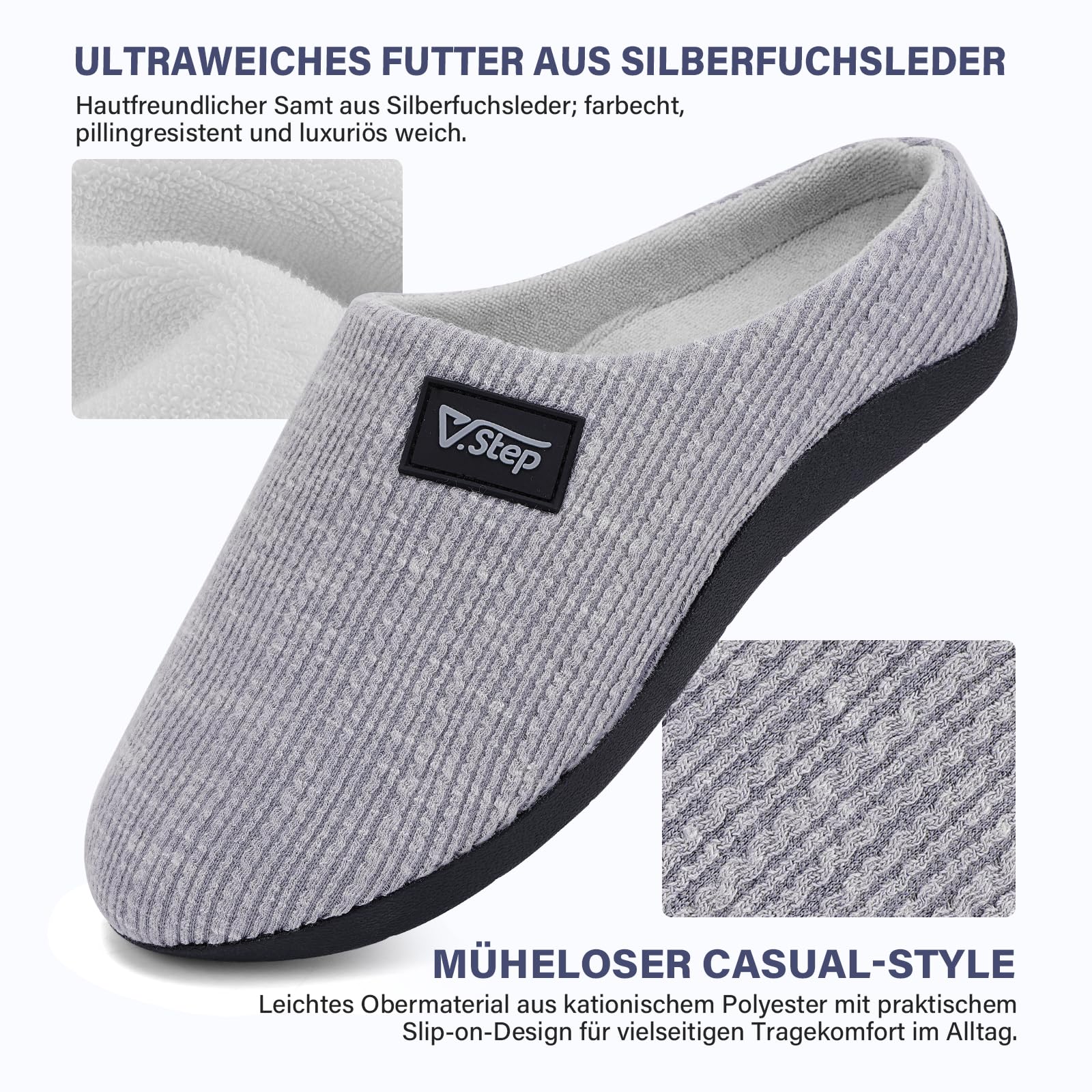 V.Step Orthopädische Hausschuhe gegen Plantarfasziitis mit Fußgewölbestütze