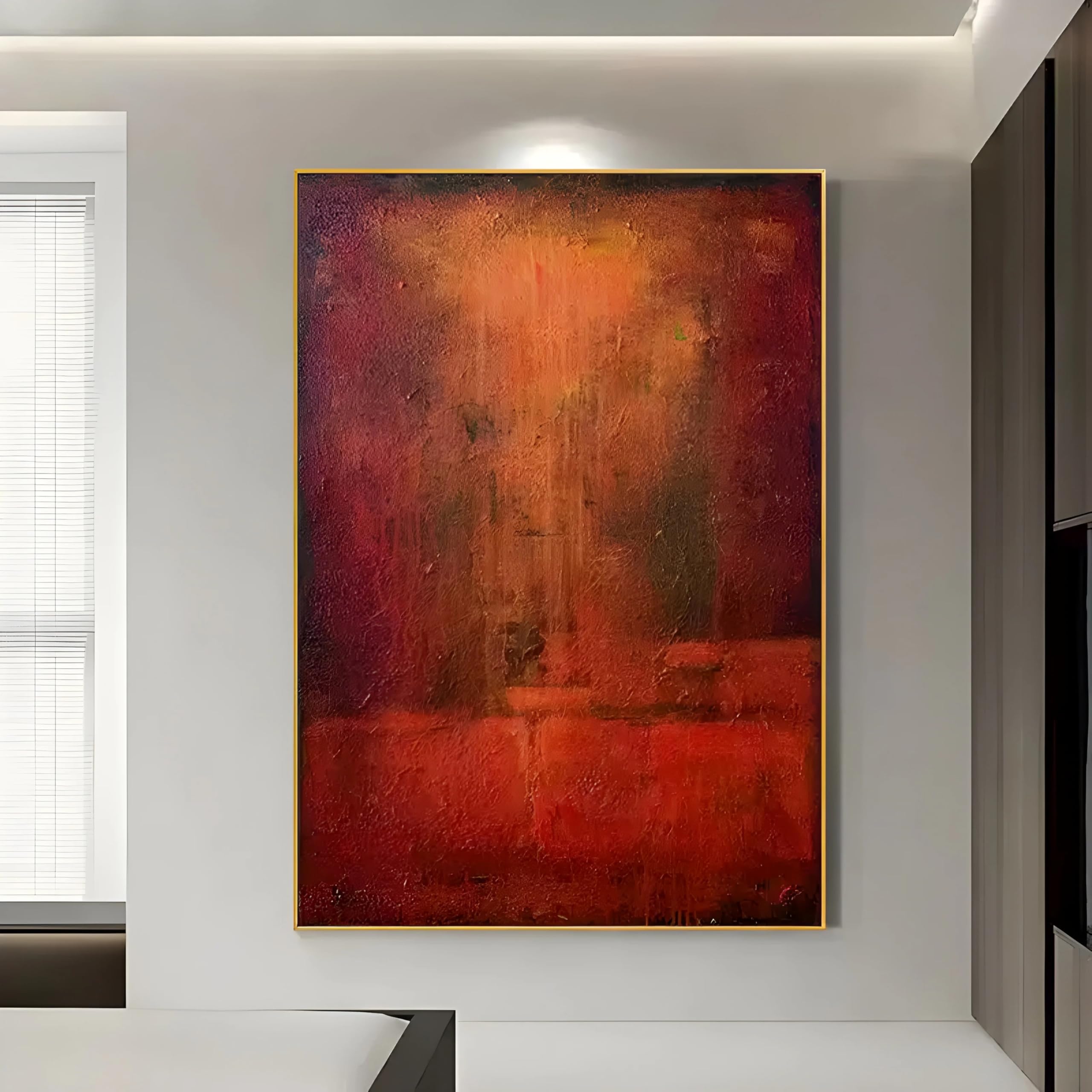 IHHGNB Canvas Red Painting Wall Art Large Texture Abstract Figure Art Modern Abstract Red Painting Pictures for Living Room(40x50cm(16x20in)/No frame)