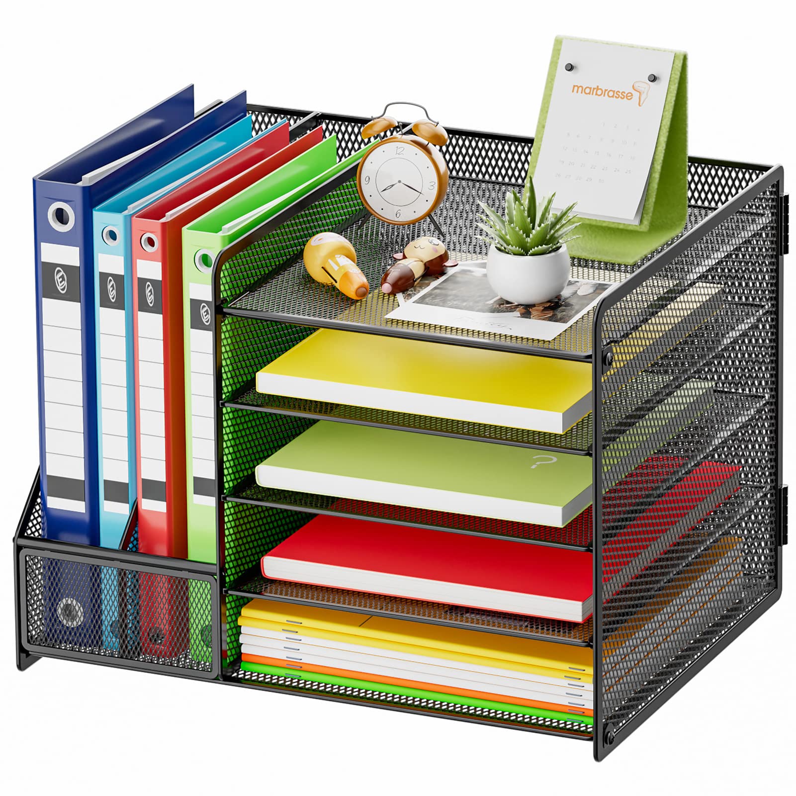 Sponsored Ad – Marbrasse Desk Organiser File Holder,5-Tier Paper Letter Tray Organiser with Drawer,2 Pen Holder,Mesh Desktop Storage with Magazine Holder for Office Supplies (Black without Drawer and pen holder)