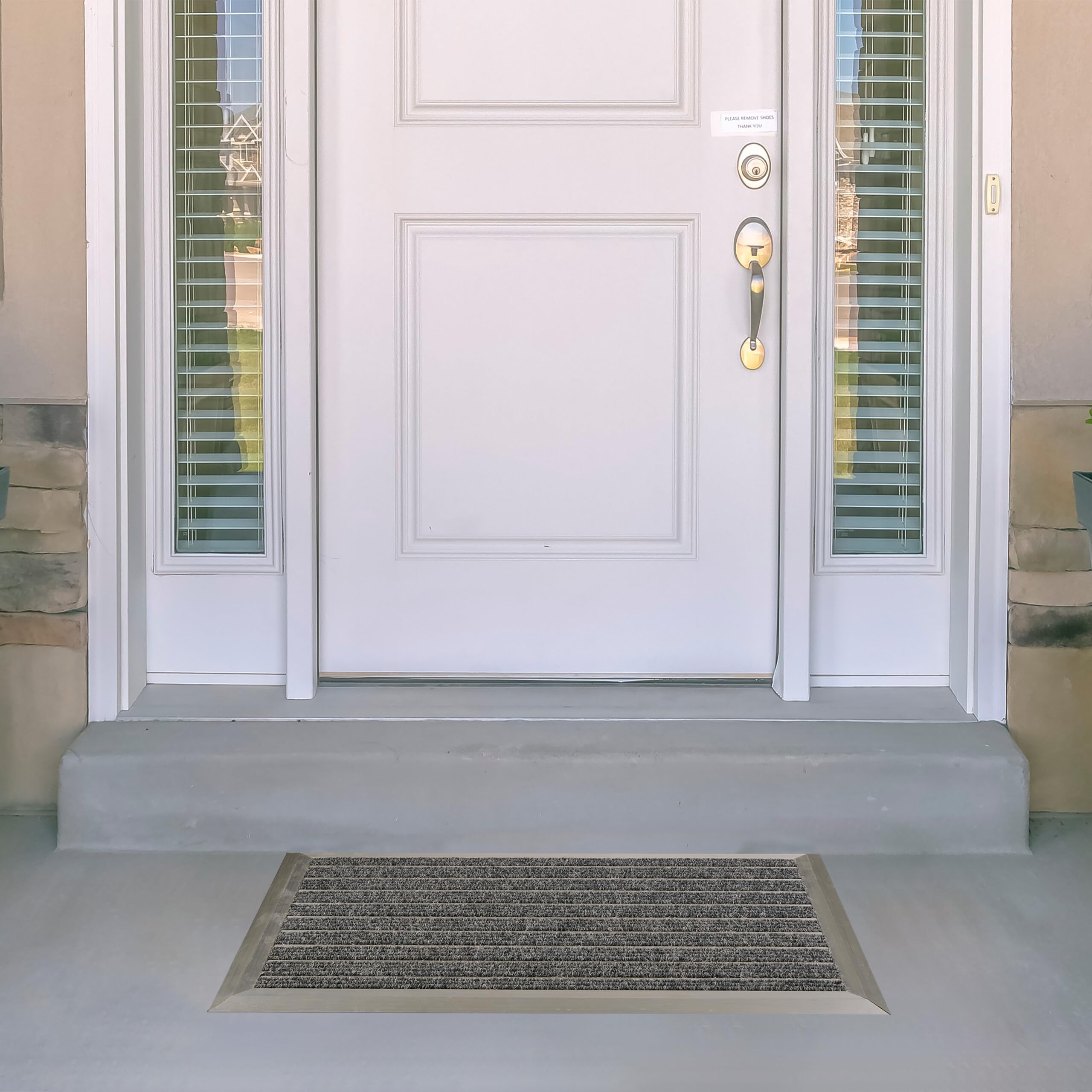 Relaxdays Zerbino in Alluminio 60x40 cm, Tappetino Cattura-Sporco da Esterno, Tappeto Porta Ingresso, Door Mat, Grigio