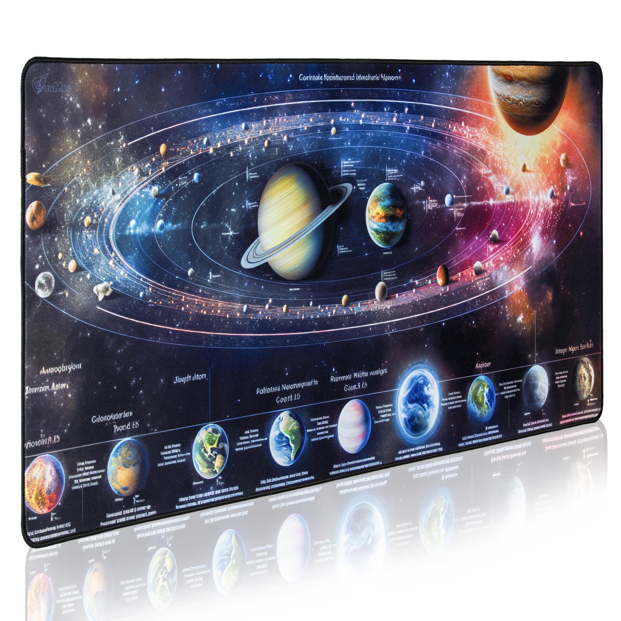 GUNMJO Astronaut Extended Gaming Mouse Pad, Ultra-Smooth Surface for Pixel-Precise Mouse Control, Durable Anti-Fray Stitching, Non-Slip Rubber Base, for Gamer, Office & Home, Light & Portable