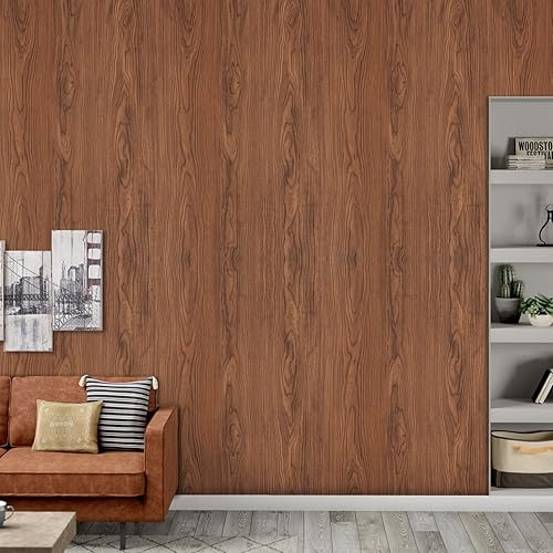 Miniatura 2 de WENMER Papel tapiz de madera de 17.7 x 197 pulgadas, papel tapiz de madera marrón, papel de contacto de madera, autoadhesivo de grano de madera para