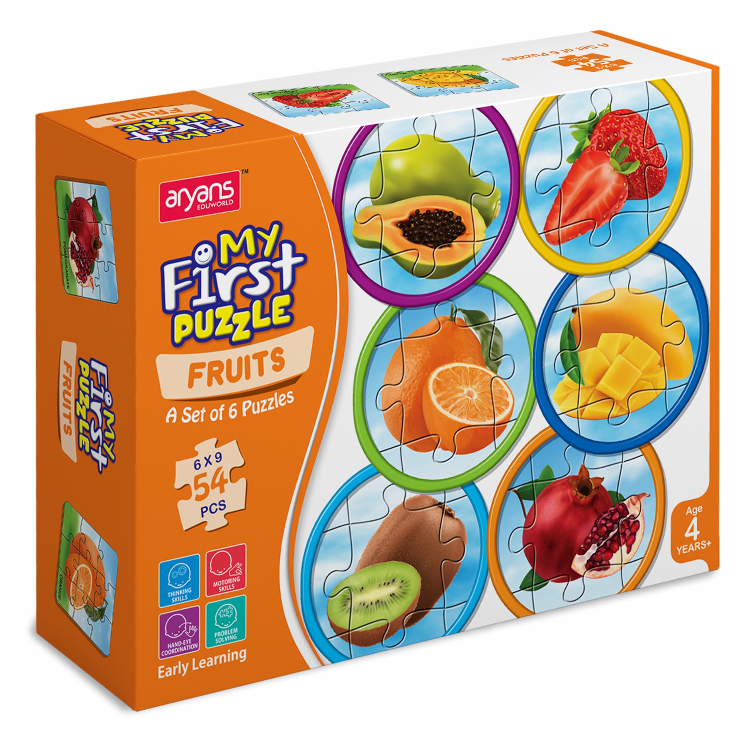 Aryans Eduworld | My First Puzzle Fruits for Kids | Set of 6 Edu Puzzles | 54 Pcs Puzzle | Kiwi, Mango, Orange, Papaya & many more | Perfect Edu Puzzle for Girls & Boys | Age 4+ (B0CKL6JP5L) Amazon Price History, Amazon Price Tracker