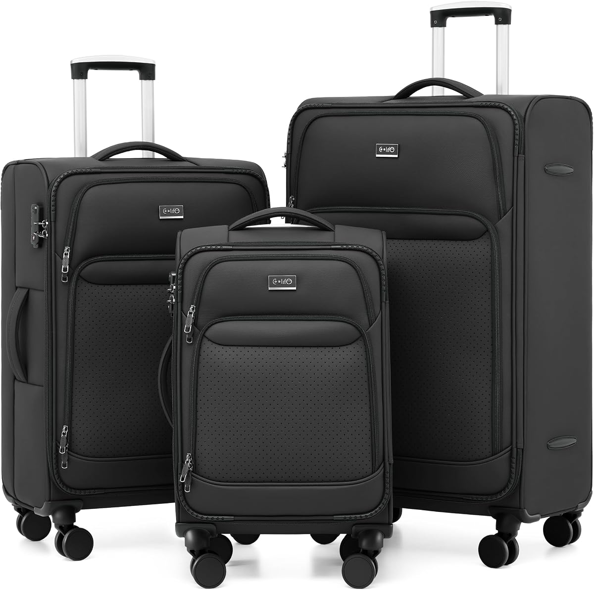 Equipaje Softside Mejorado, Candado TSA, Spinner, Juego 1800D de 3 Piezas