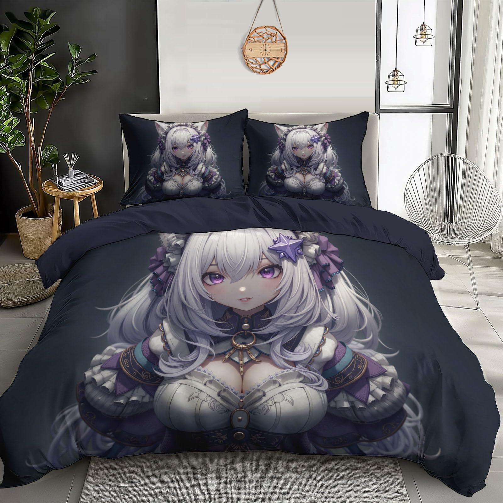 Ensemble de literie 240x260cm oreilles de chat pour lit douillet