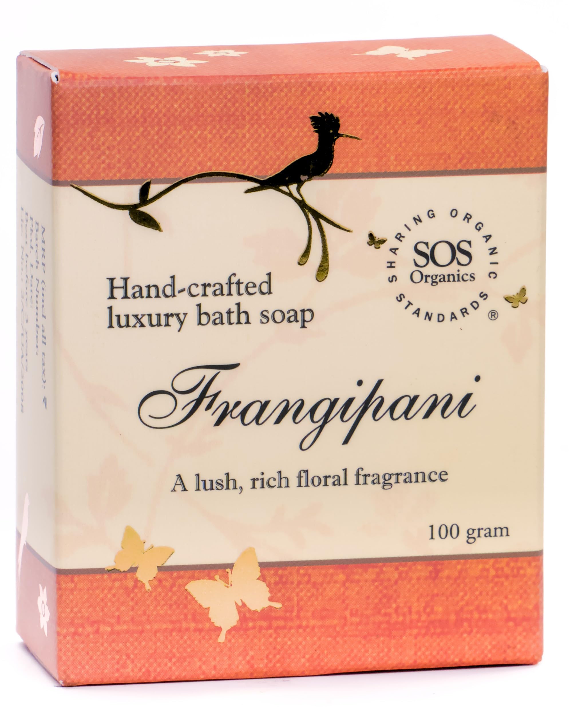 SOS Organics Frangipani Luxury Bath Soap, 100 gm, Pack of 2