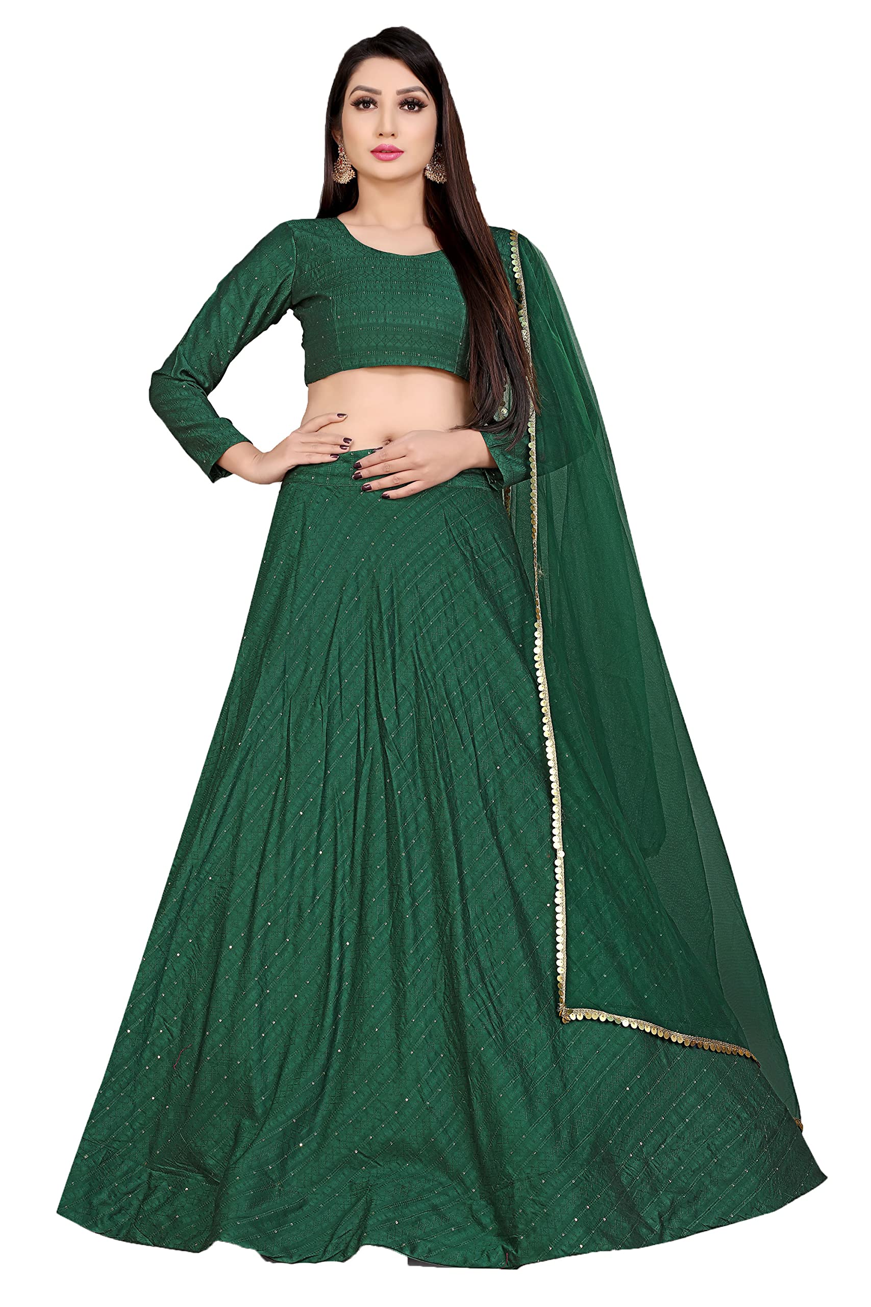 Payu Women's Designer Cotton Semi-Stiched Lengha Choli Duppata