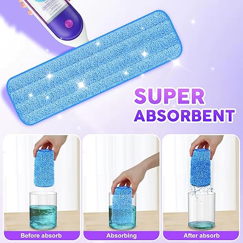 Miniatura 7 de Paquete de 18 almohadillas reutilizables para trapeador Swiffer PowerMop, recambios de mopa eléctrica, almohadillas de repuesto para mopa eléctrica,