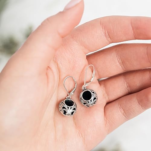 Vista 5 de Bottled Up Designs Aretes de encaje vintage hechos a mano, plata esterlina, ecológicos, fabricados en Estados Unidos, regalos de cumpleaños, día