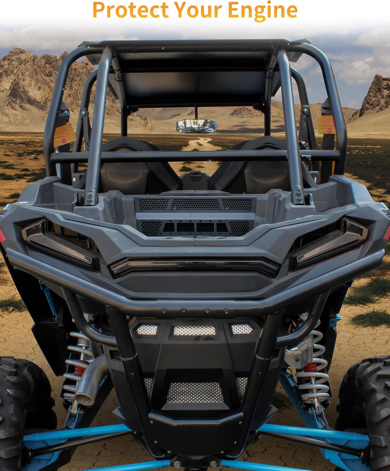 Vented Engine Cover for Polaris RZR XP 1000 / RZR XP Turbo 2014-2023, Aluminum Quick Open Breathable Rear Vented Bed Cover Access Panel(Replace #5454273)