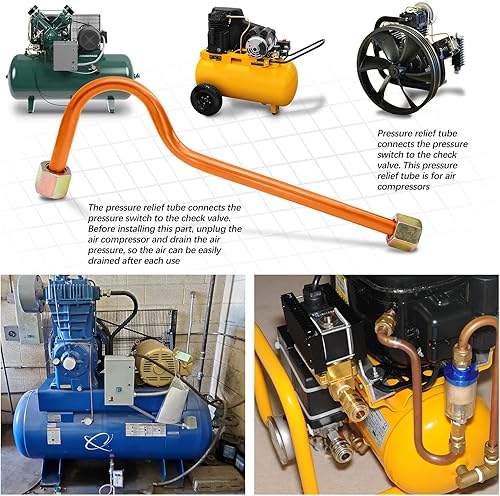 Miniatura 6 de Tubo de escape del compresor de aire de aleación de aluminio, tono de cobre de repuesto, tuerca hexagonal de 0.591 in/0.6 pulgadas de diámetro,