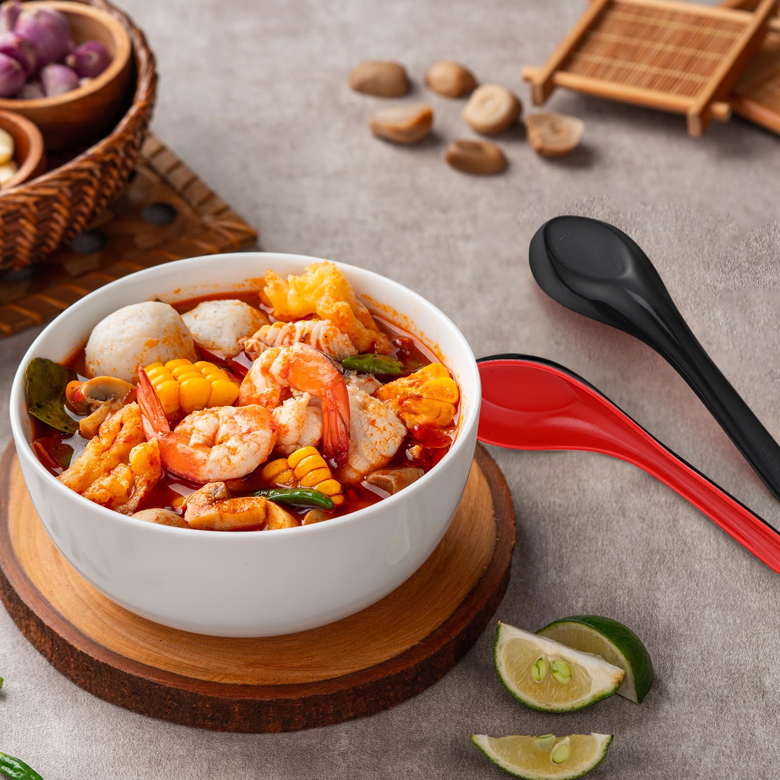 Hoilse Asian Soup Spoon Set Of 4, Ceraic Chinese Raen Spoon, Long - View #6