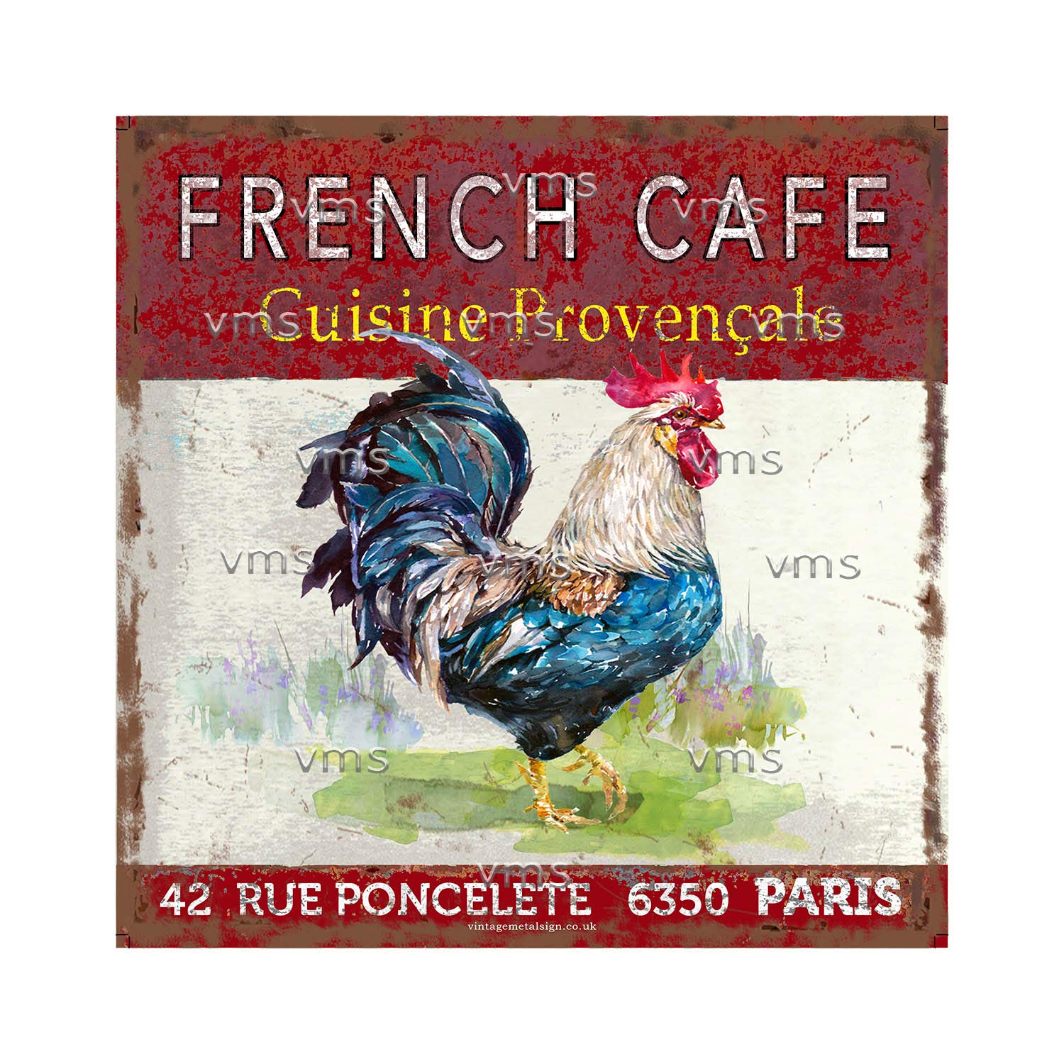 Vintage Metal Sign COCKRELL FRENCH CAFÉ 12X12 inch Home Decor Inside Outside Bar Kitchen Pub Decorative Plaques