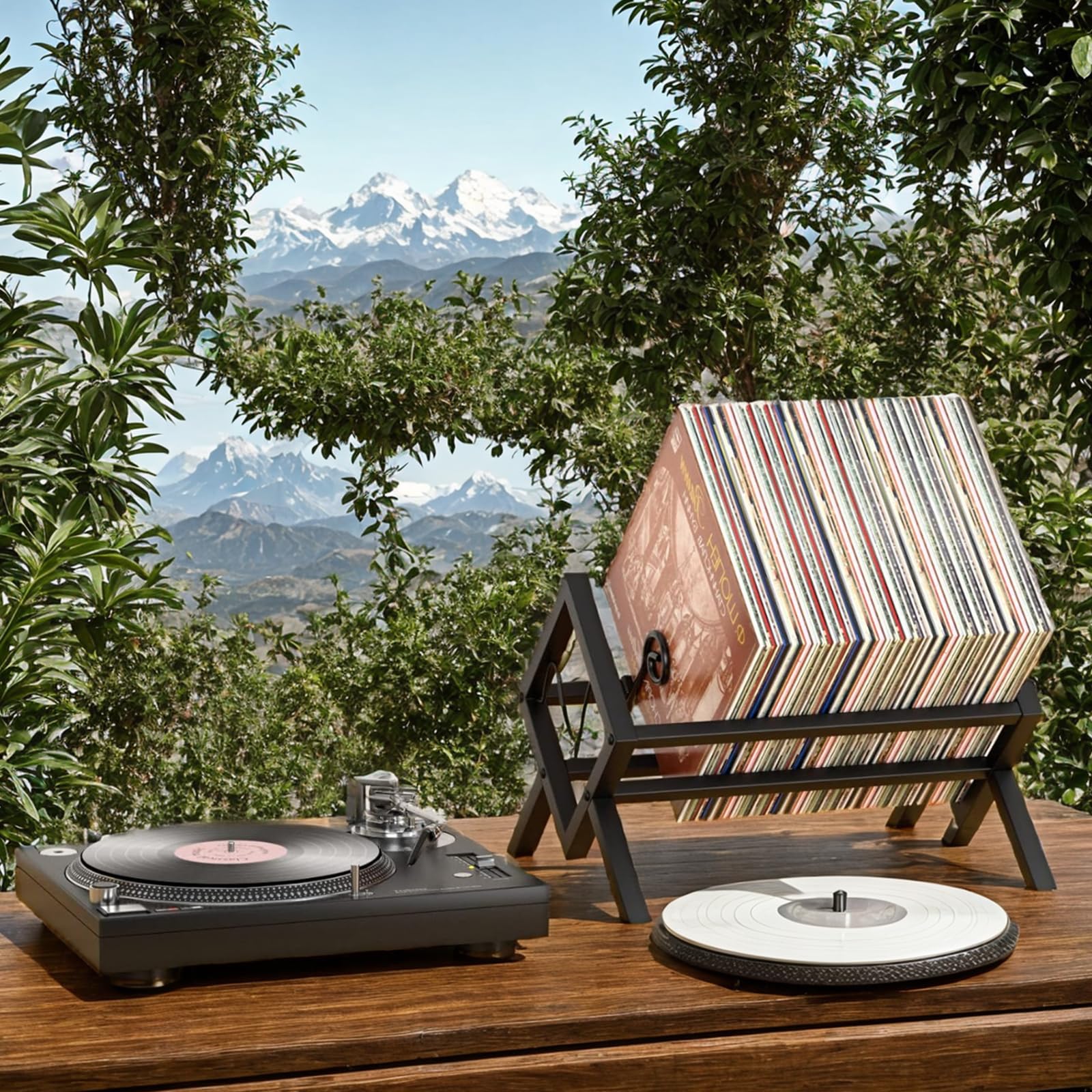 Étagère Disques pour Albums Audio, Support de Rangement Métal Vinyle, Range-Disques Moderne, Porte-Vinyle Vintage