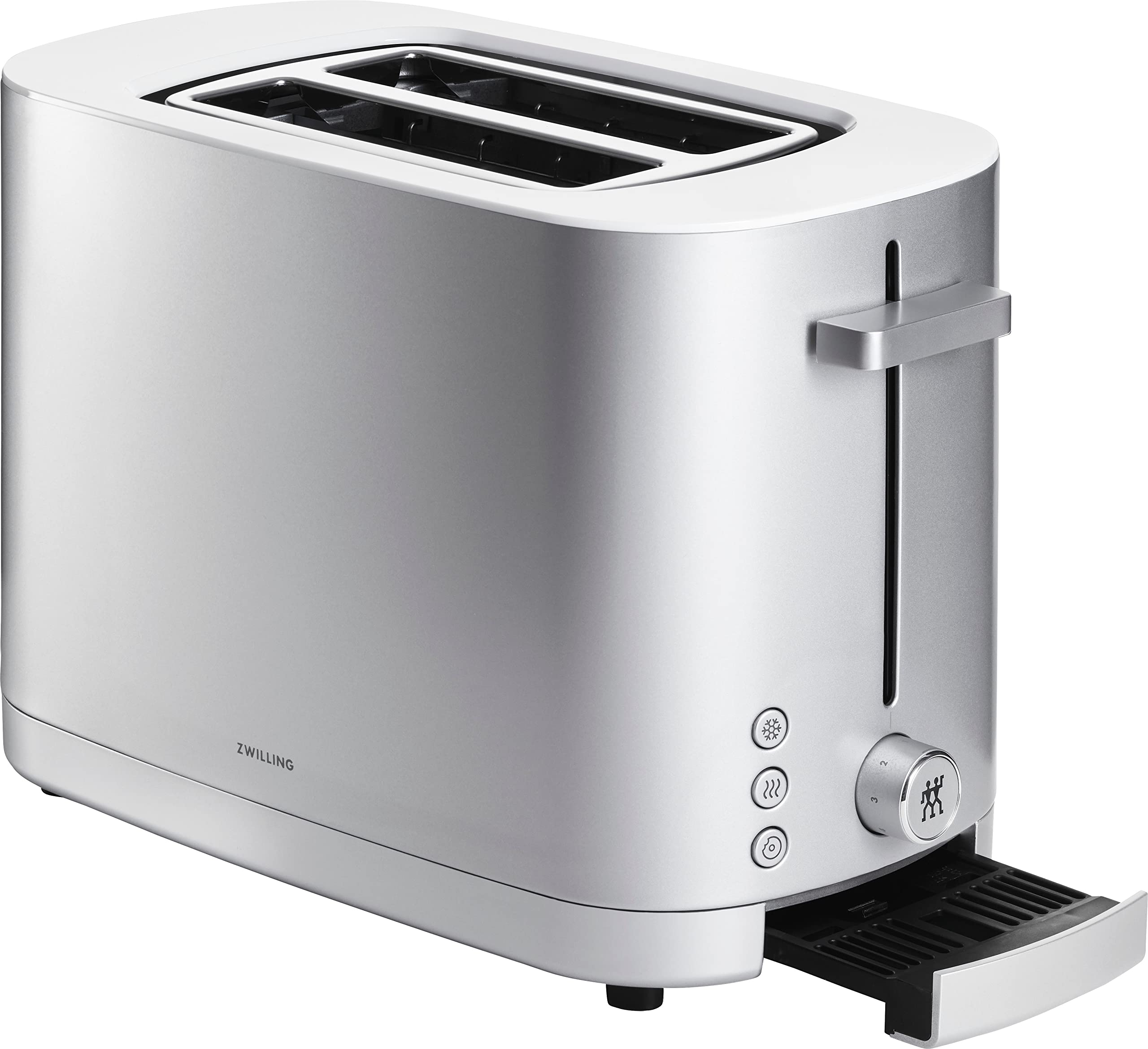 ZWILLING ENFINIGY Tostadora con ranura corta, 3 programas automáticos, 7 grados de tostado y función de parada, para 2 rebanadas, Plata
