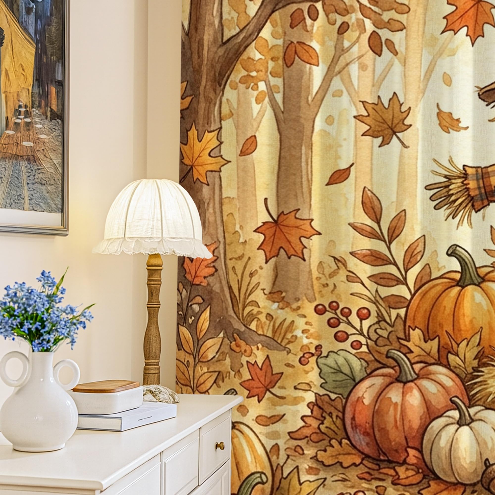 Rideaux occultants automne de cuisine et salon pour une ambiance automnale cosy