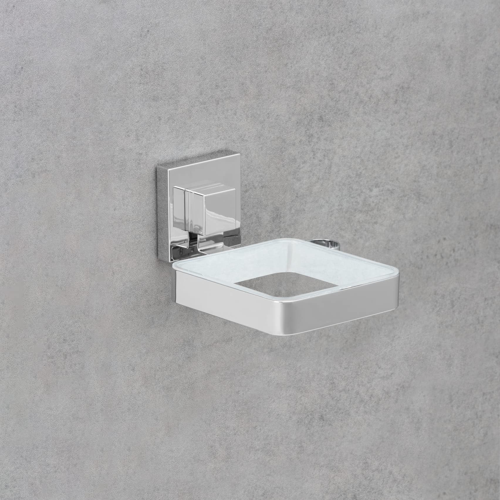 WENKO Vacuum-Loc® porta asciugacapelli in acciaio inox Quadro, Acciaio inossidabile, 14 x 7.5 x 13.5 cm, Lucido