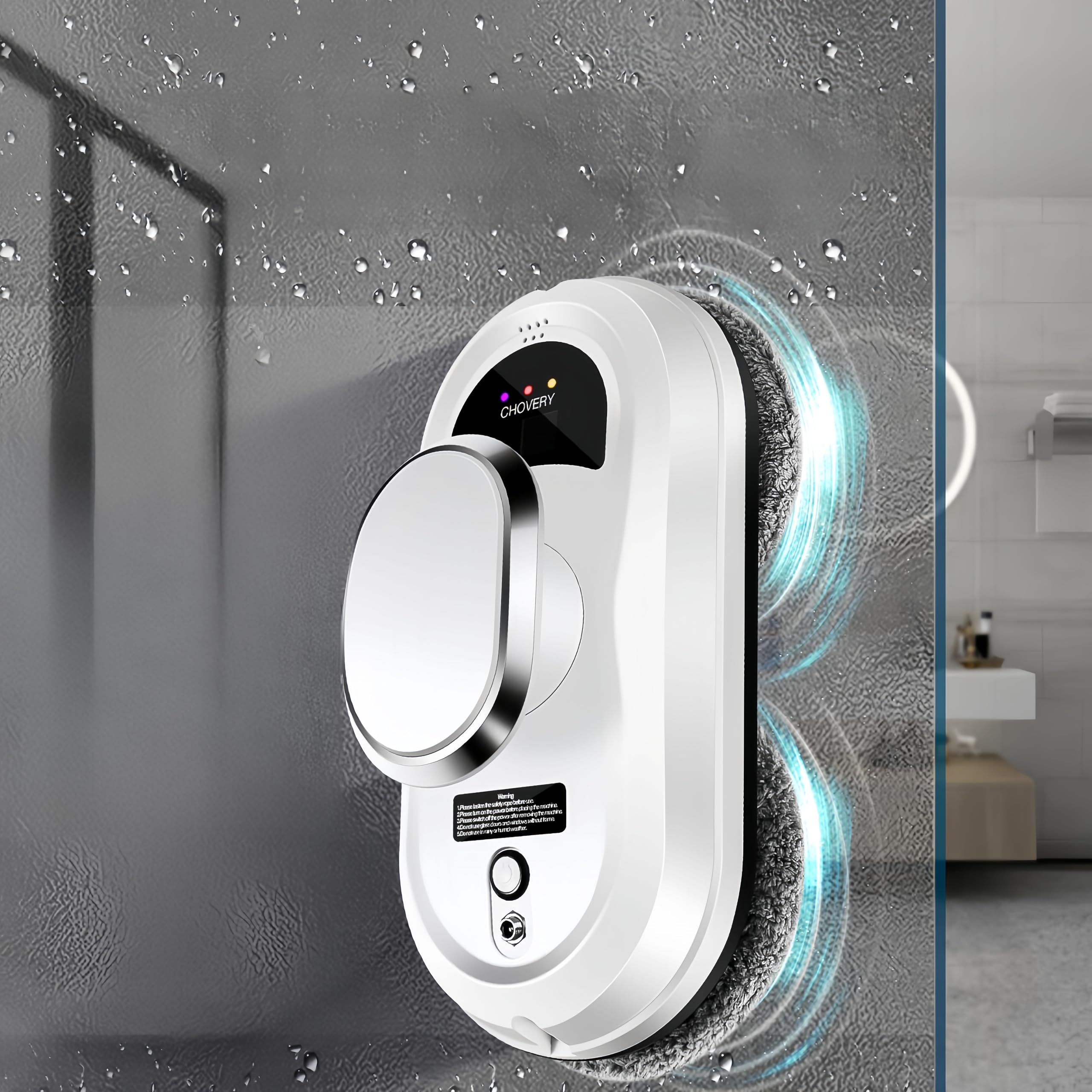 Sowone White Roboticvacuumcleaner Smart Glass Cleaner Robot With Powerful Suction 5600Pa, Remote Control Glass Cleaner Robot For Windows, Tiles And Doors In Classrooms