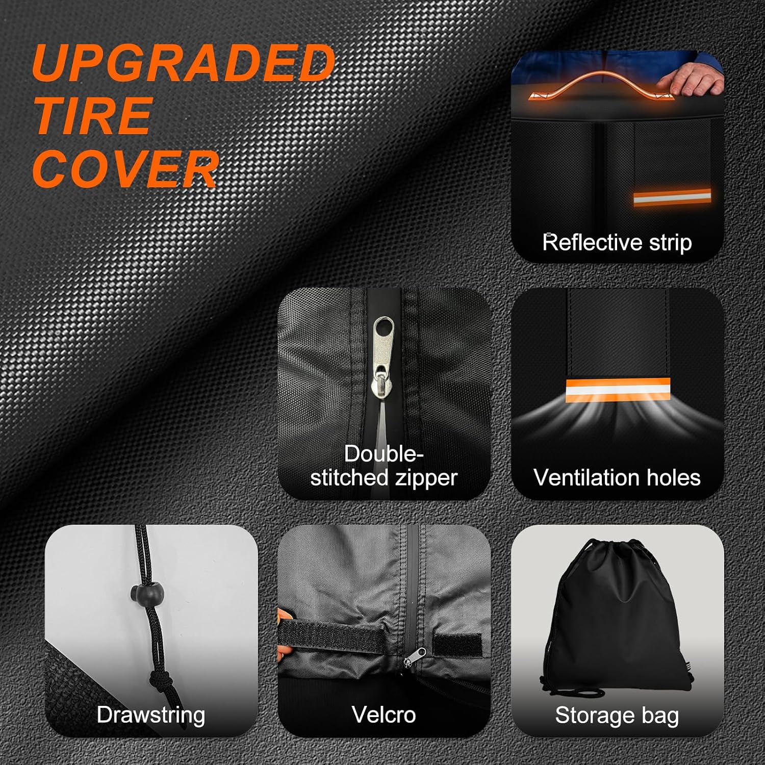 Tire Storage Cover, 600D Heavy Duty Holds 4 Tires Up to 28 Inch