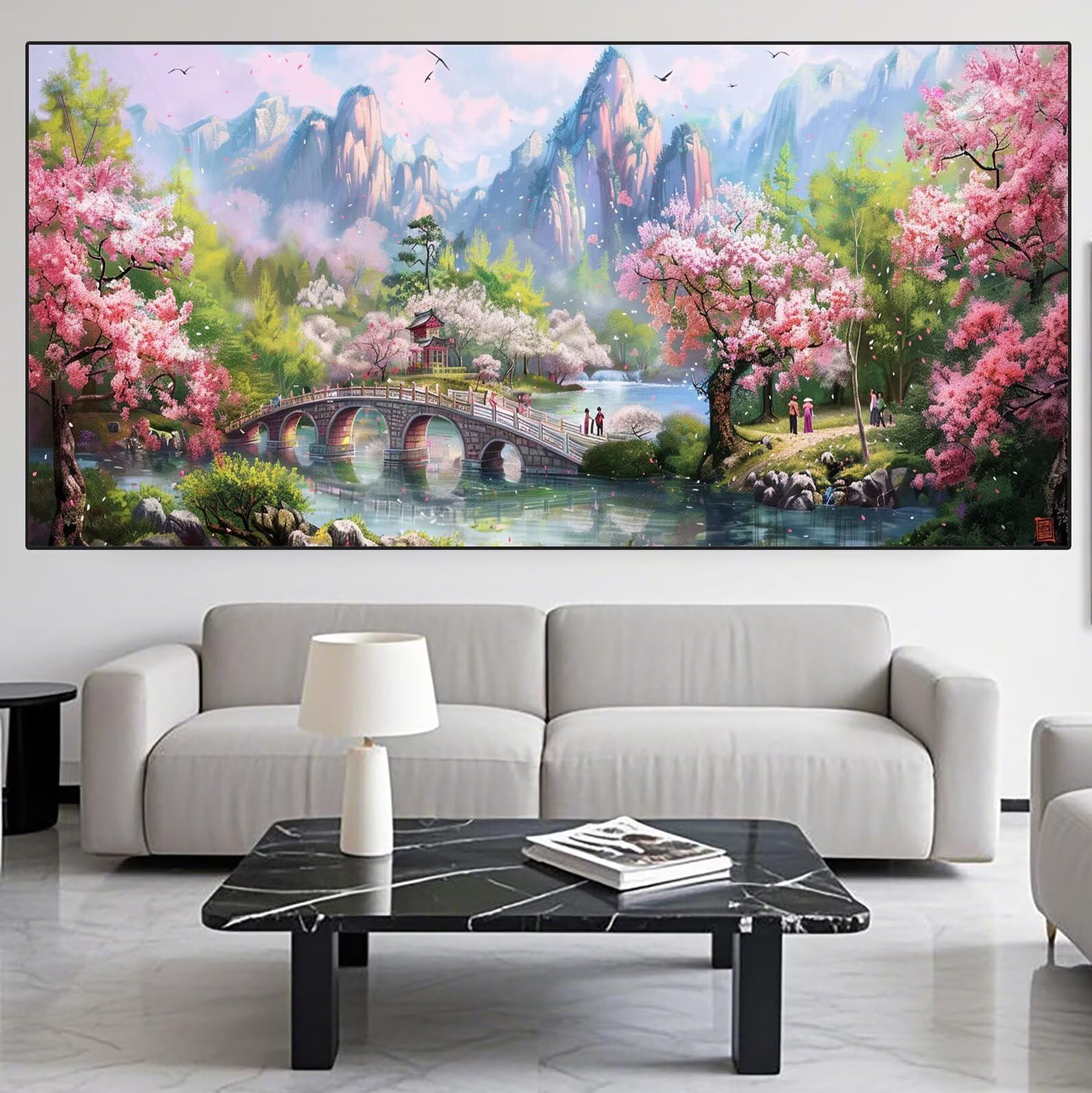 Mountain Diamond Art Landscape Diamond Painting Arts and Crafts for Adults,5D Diamont Painting Kits Adults Crysta Cross Stitch Pictures, DIY Zestaw do haftowania dla początkujących, dekoracja ścienna