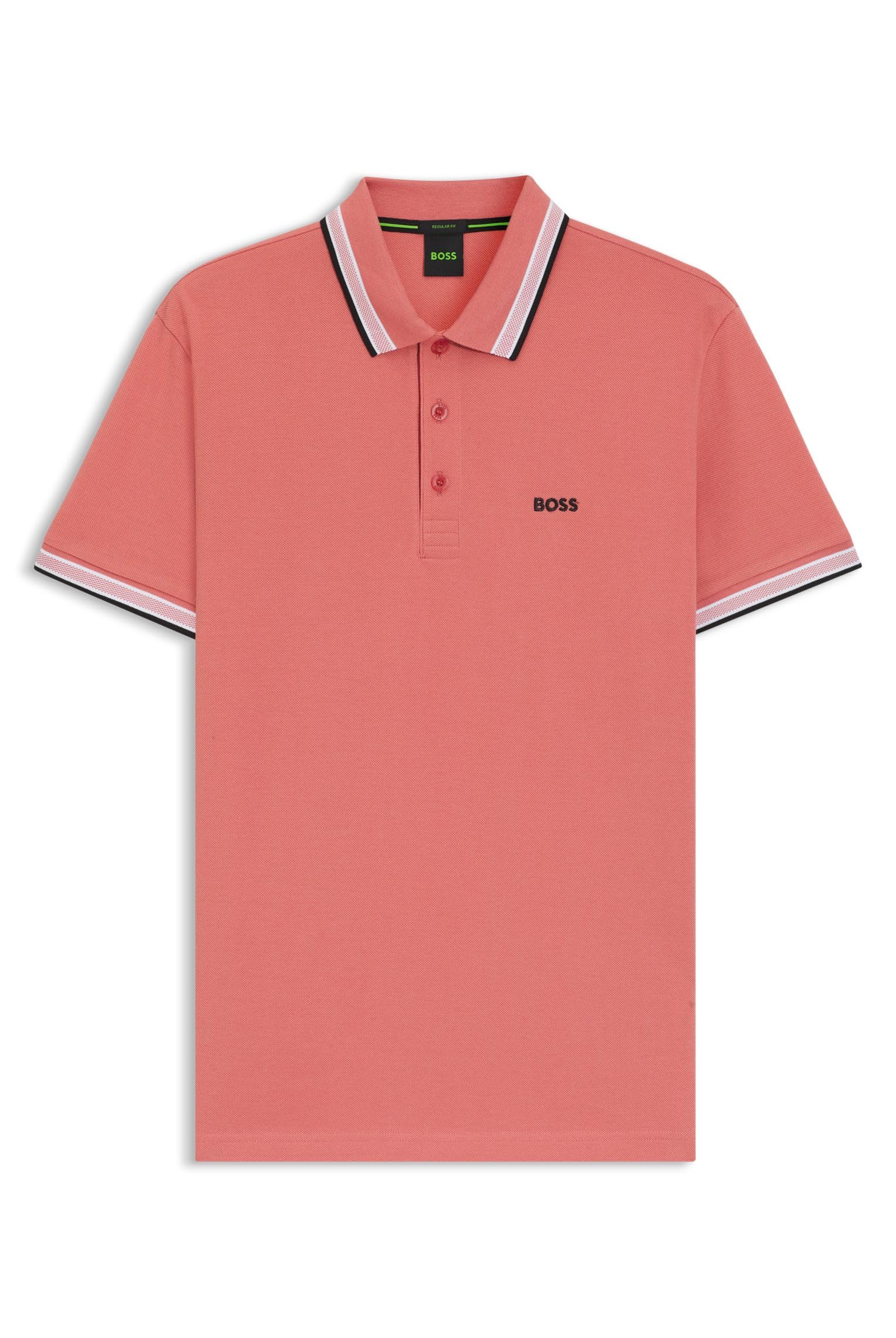 BOSS Mens Paddy Contrast-Logo Paddy Polo Shirt in Cotton piqué