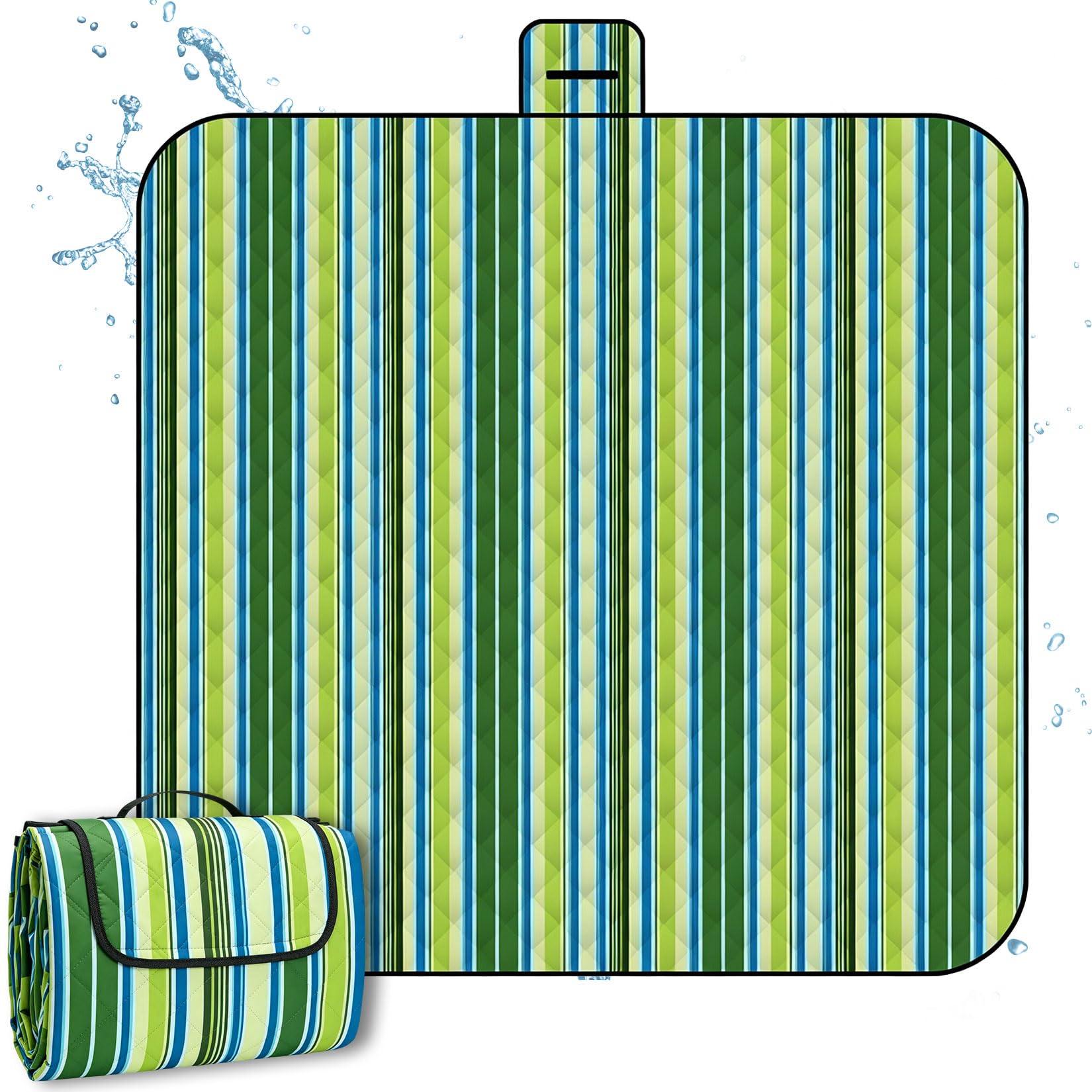 Coperta da picnic impermeabile, 200 x 200 cm, grande, portatile, lavabile, per campeggio, spiaggia e parco (verde)