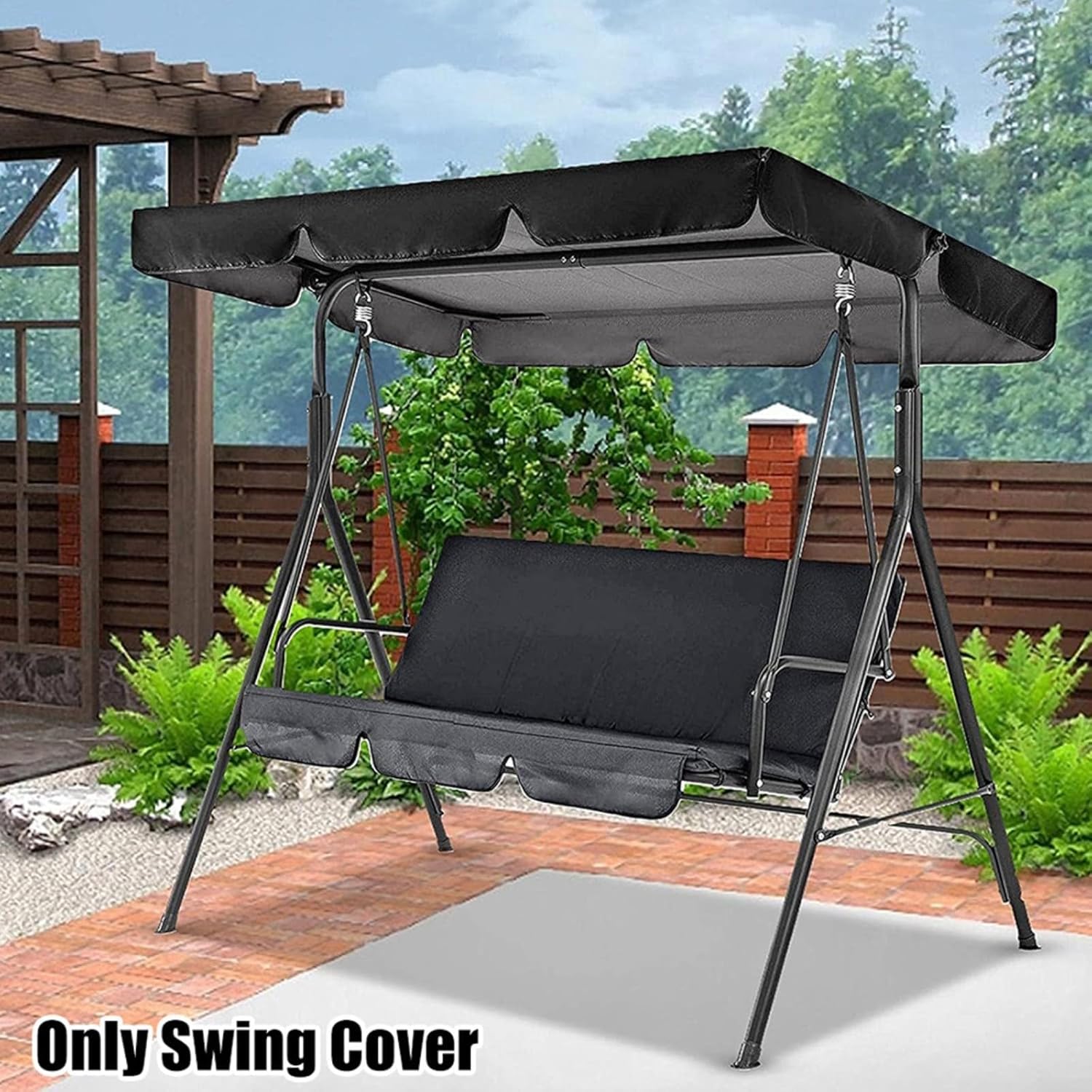 Outdoor Swing Canopy Replacement Canopy Cover, Porch Swing Seat Canopy Cover, Waterproof and Windproof Garden Hammock Canopy Cover for Garden(Size:164 * 114 * 15m/64.5 * 44.8 * 5.9in,Color:Black)