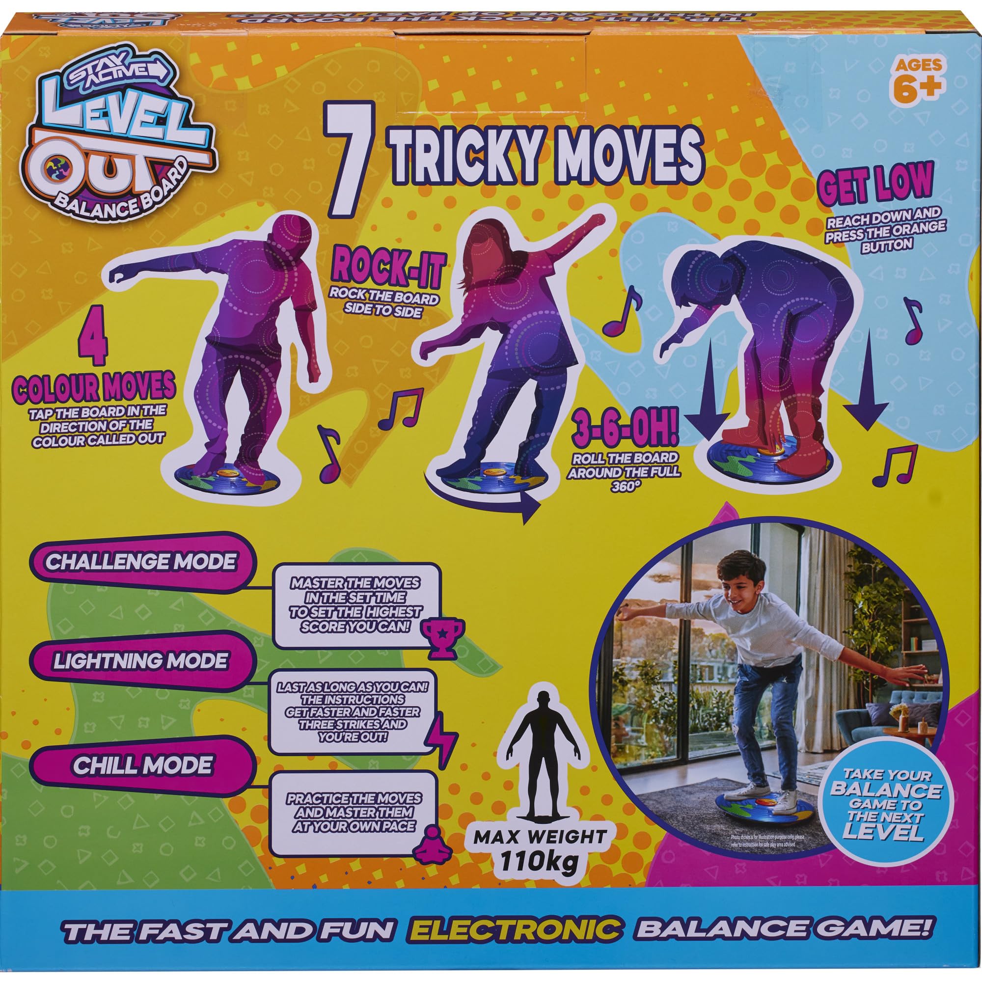 Tabla de equilibrio Stay Active Level Out, gran diversión activa para toda la familia, juego electrónico con sonidos