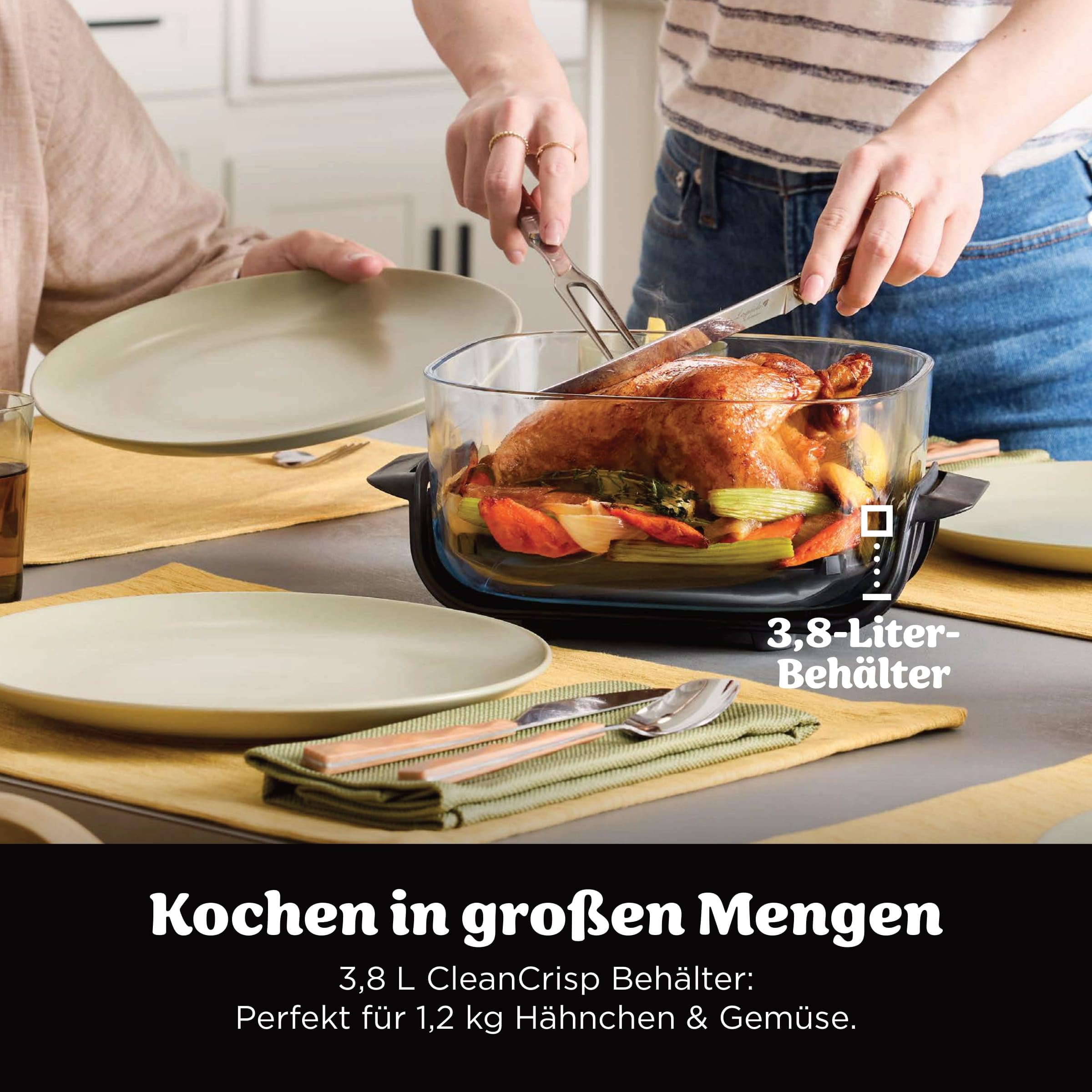 Ninja CRISPi Tragbare Heißluftfritteuse 3,8 l & 1,4 l 4-in-1 Heißluftfrittieren Braten Aufknuspern 1700 W Weiß FN102EU