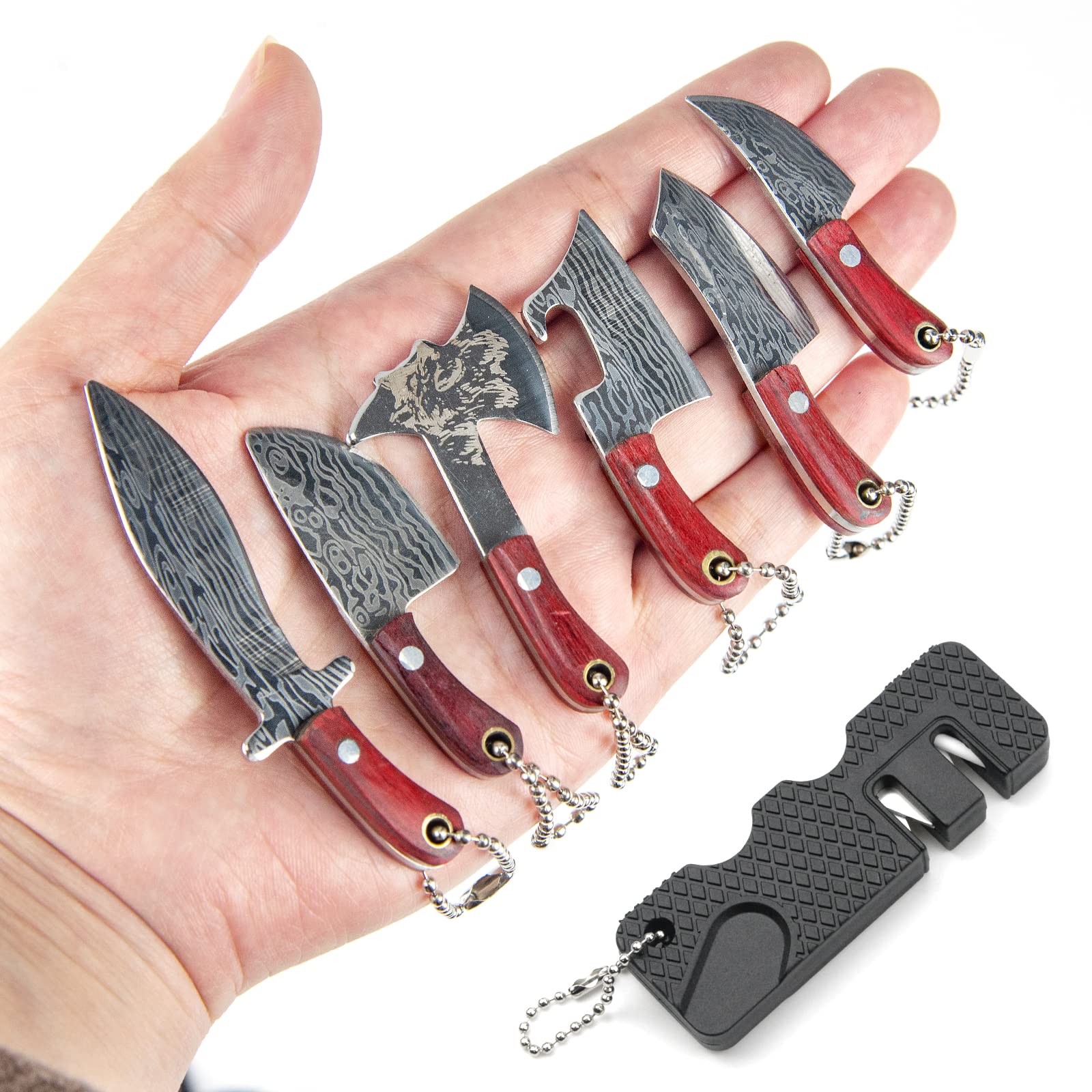 Buy Damascus Mini Set Tiny Knives with Sheaths Chef EDC Knives