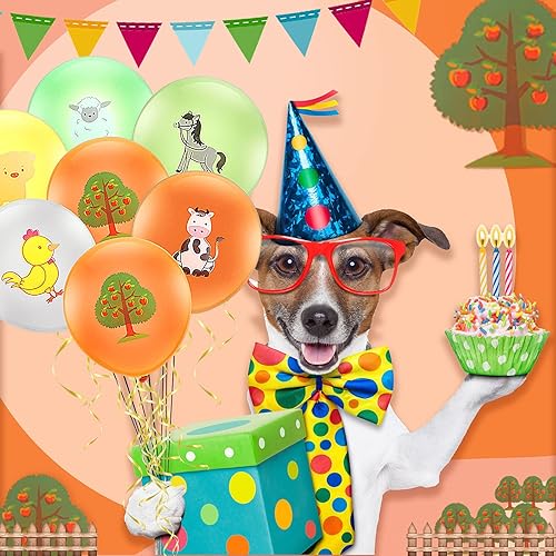 Miniatura 5 de Gejoy 40 globos de látex de animales de granja de 12 pulgadas, pollo, vaca, cerdo, oveja, para animales de granja, niños, cumpleaños, baby shower,