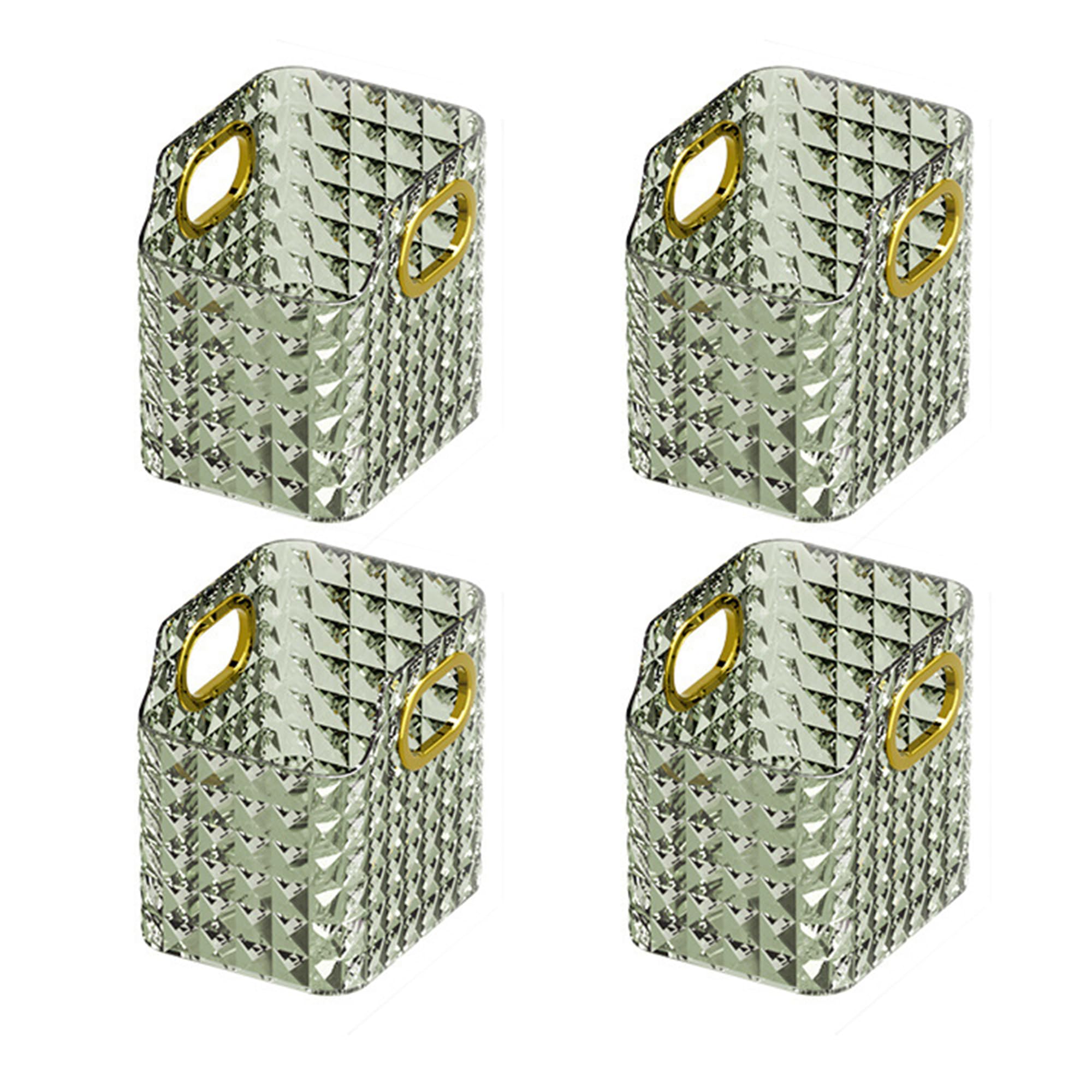 Kuber Industries Pack of 4 Makeup Desk Organizer | Diamond Cut Glass Finishing ABS | Multipurpose Cosmetic Organiser | large capacity | Skin Care Products Holder for Dressing Table | Dark Green (B0D799KKW9) Amazon Price History, Amazon Price Tracker