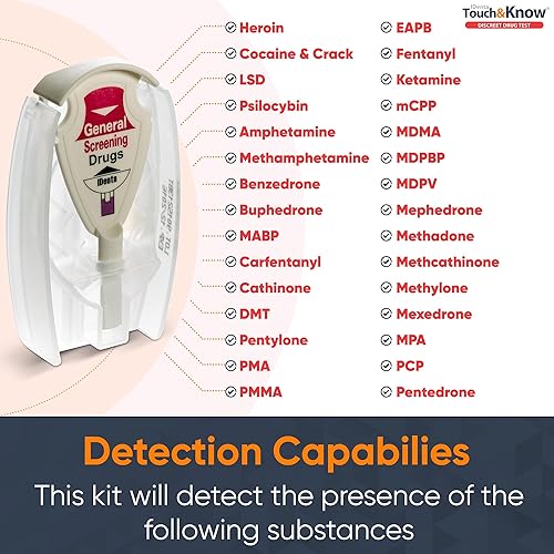 Miniatura 5 de Touch&Know Kit de prueba de drogas múltiples, detección general con resultados instantáneos, pruebas para 30 sustancias, kit de prueba de