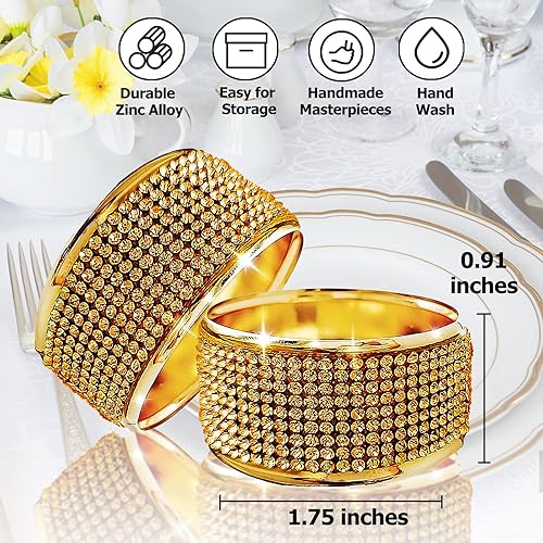 Miniatura 2 de Juego de 6 servilleteros de diamantes brillantes  Servilleteros plateados para bodas, banquetes, despedidas de soltera, cenas de Navidad, fiestas de