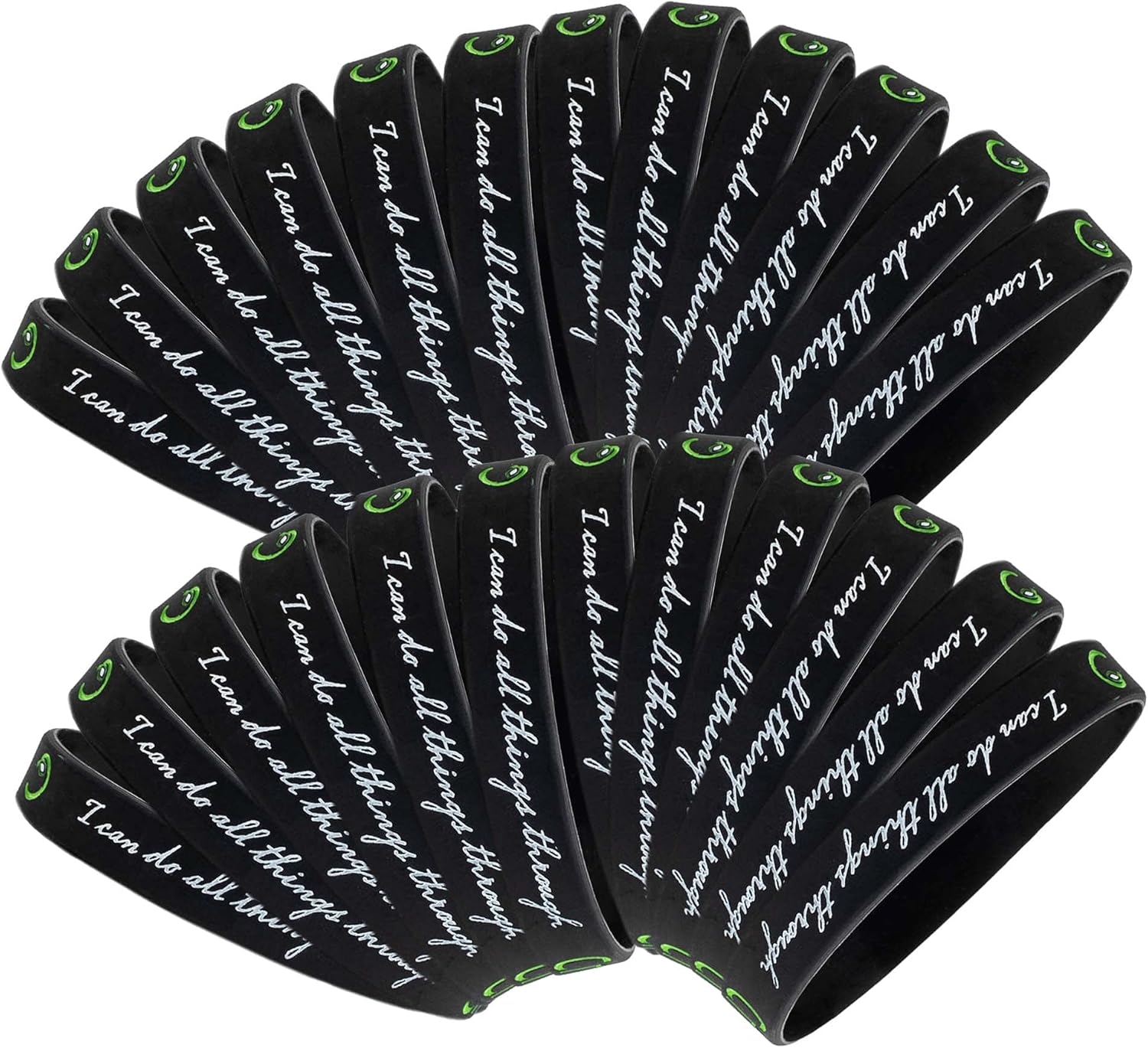 I Can Do All Things Through Christ One Size Fits Most Silicone Bracelets, Pack of 24