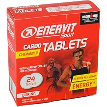 Enervit Carbo Tablets - Chewable Energy Tablets, Lemon Flavour, Carbohydrates and Vitamins, for Use During Sports Activities, Box of 24 Tablets