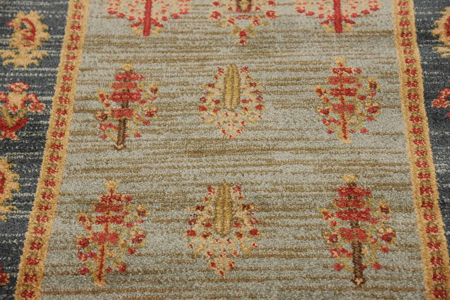 Unique Loom Fars Collection Modern Medallion Tribal Design with Natural Hues Area Rug (2' 7 x 10' 0 Runner, Light Blue/ Navy Blue)