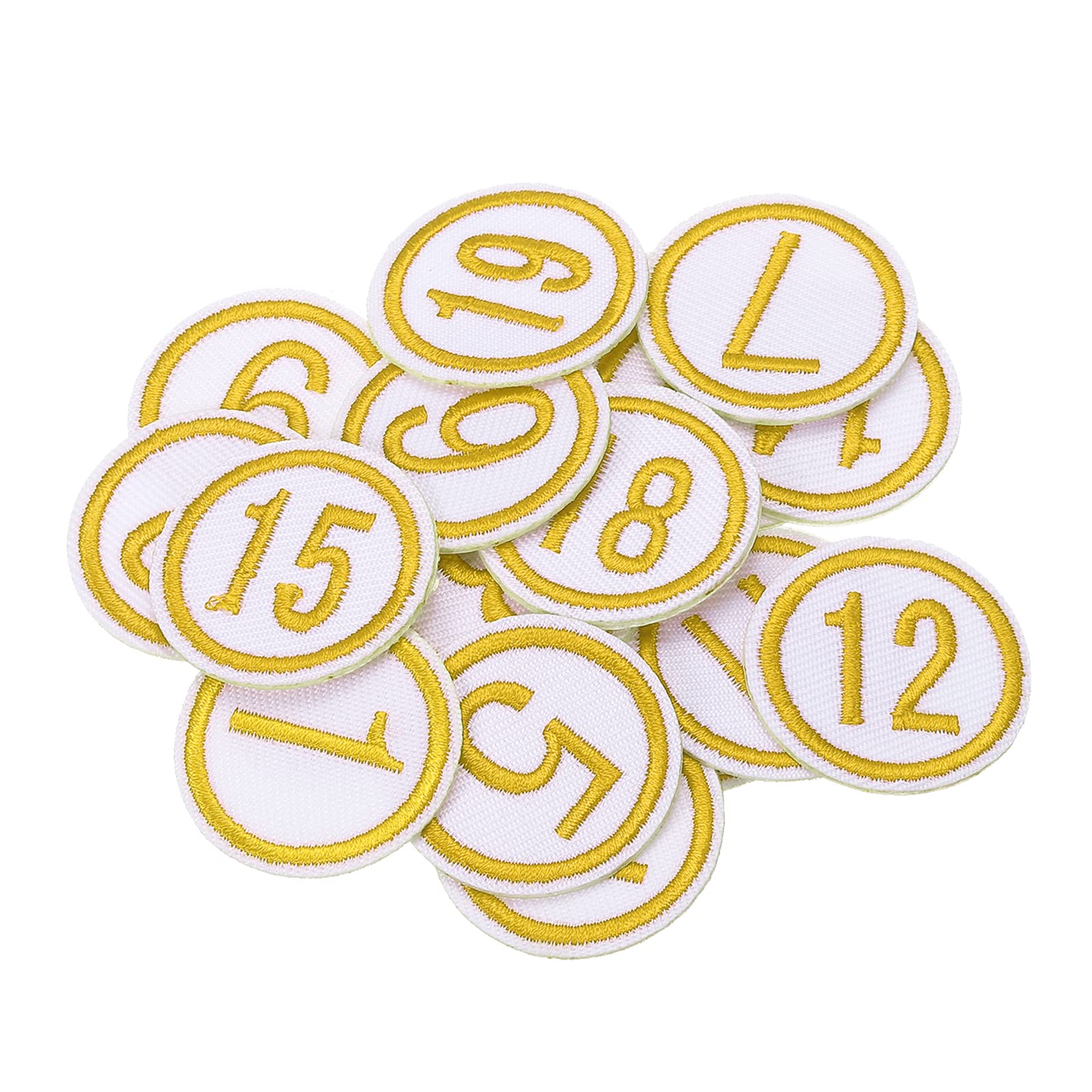 sourcing map Number Digital Patch Number Embroidery Yellow Number Cloth Paste Number DIY for Clothing, Shoes, Hats, Backpacks, Socks, Luggage Pack of 20