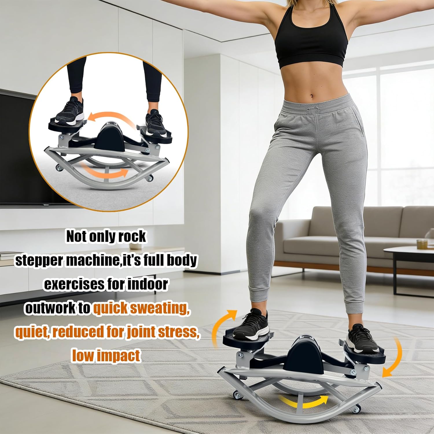 Rock Stepper Side-to-Side Exercise Machine with Digital Display
