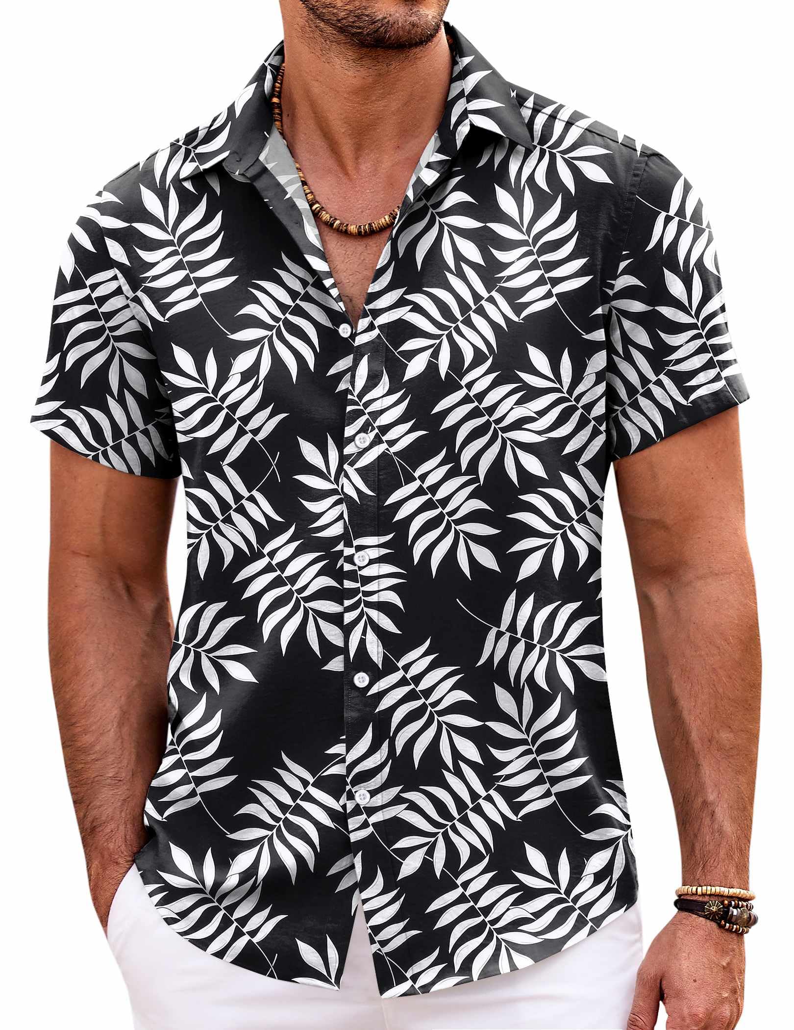 COOFANDY Mens Hawaiian Shirts Short Sleeve Casual Button Down Beach Vacation Summer Shirt