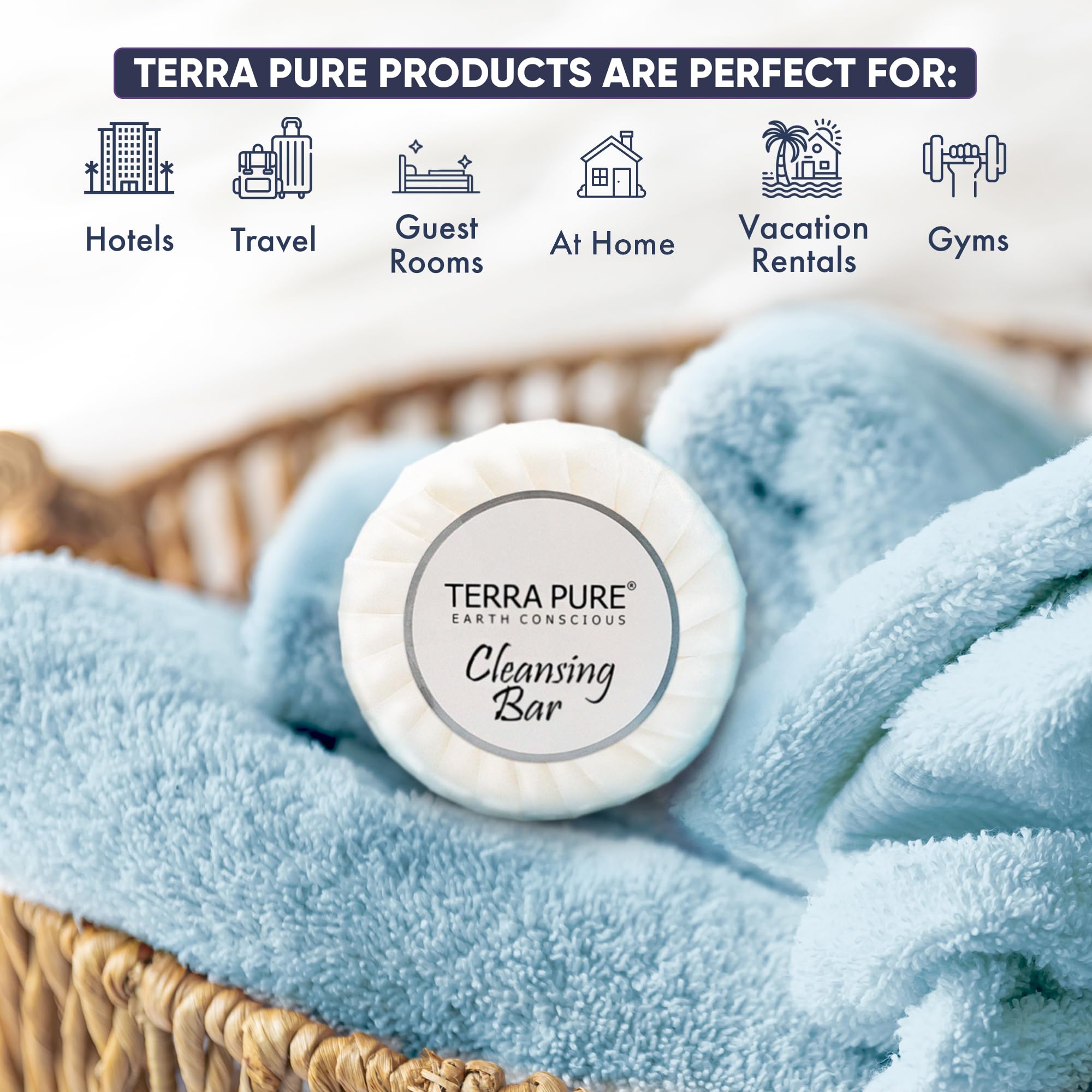 Terra Pure Travel Size Hotel Bar Soap with Aloe, Olive Oil & White Tea Coconut Scent