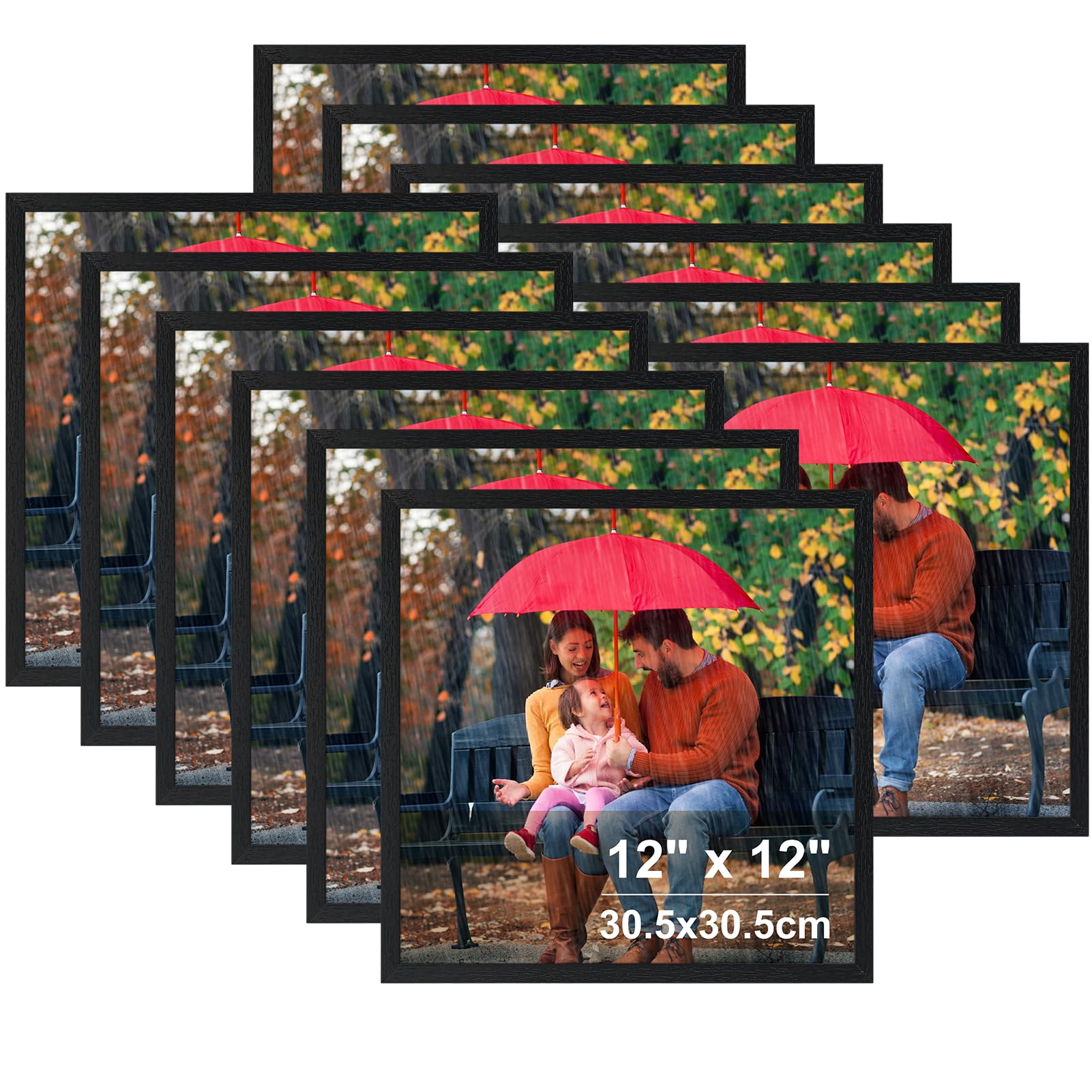 Ditwis 30x30 cm Picture Frame Black Set of 12, Classic Photo Frames 12x12 inch for Living Room, Bedroom and Office, Wall