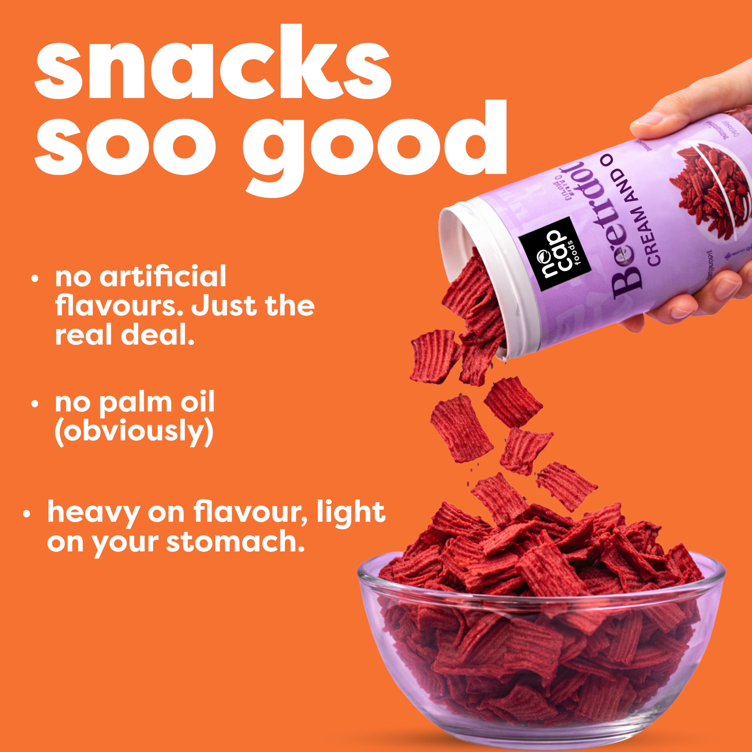 NoCap Zero Guilt Healthy Chips| No Palm Oil & Trans fat| Made with 50% Beetroot Mad Tasty| 2 Packs(150g Each)| Masala and Cream & Onion (2, Beetroot Combo) 1